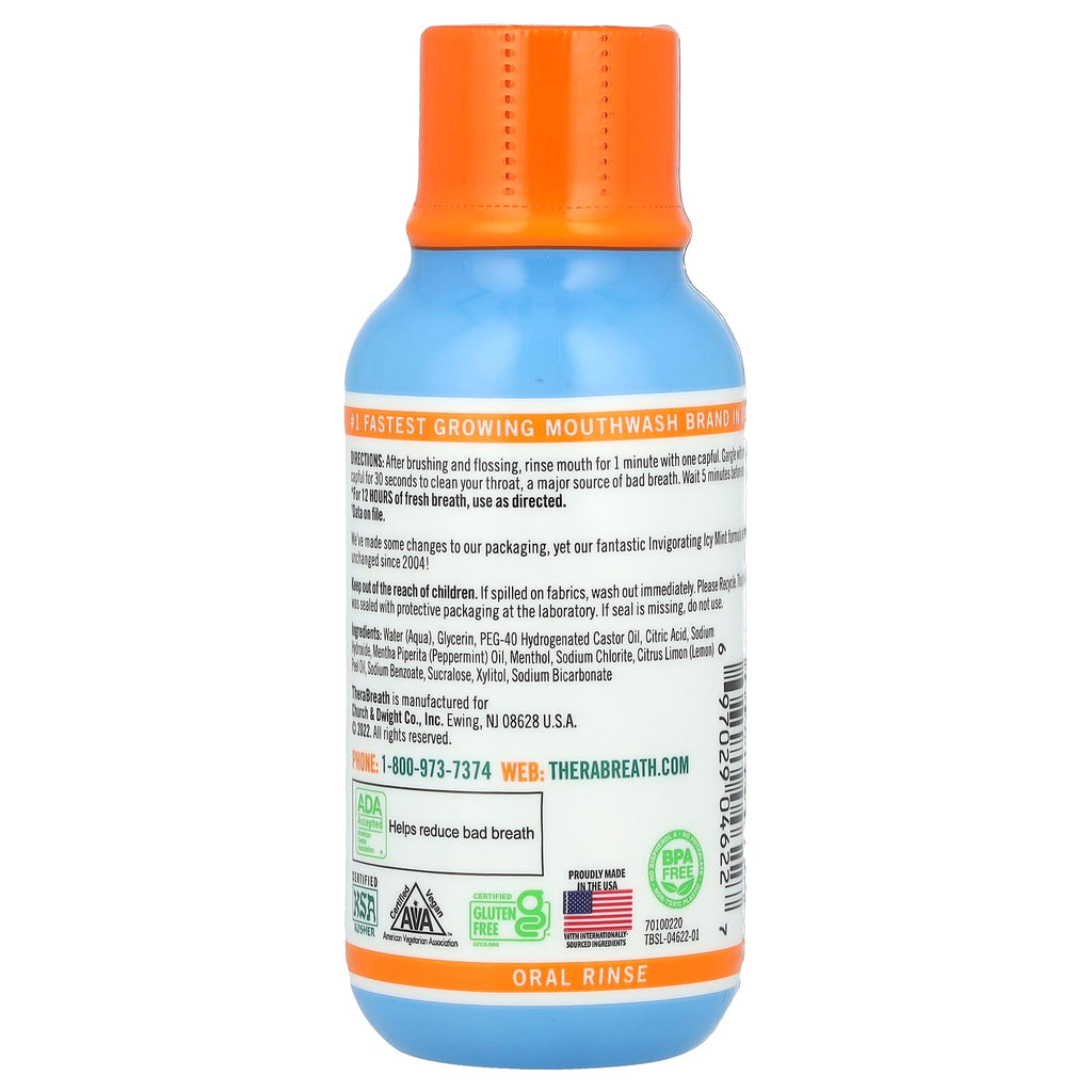 TheraBreath, Fresh Breath Oral Rinse, Invigorating Icy Mint, 3 fl oz (88.7 ml)