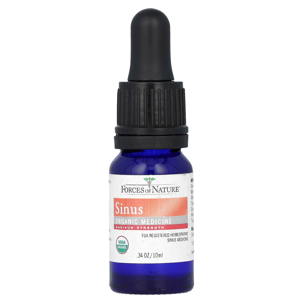Forces of Nature, Sinus, Organic Plant Medicine, Maximum Strength, 0.34 fl oz (10 ml)