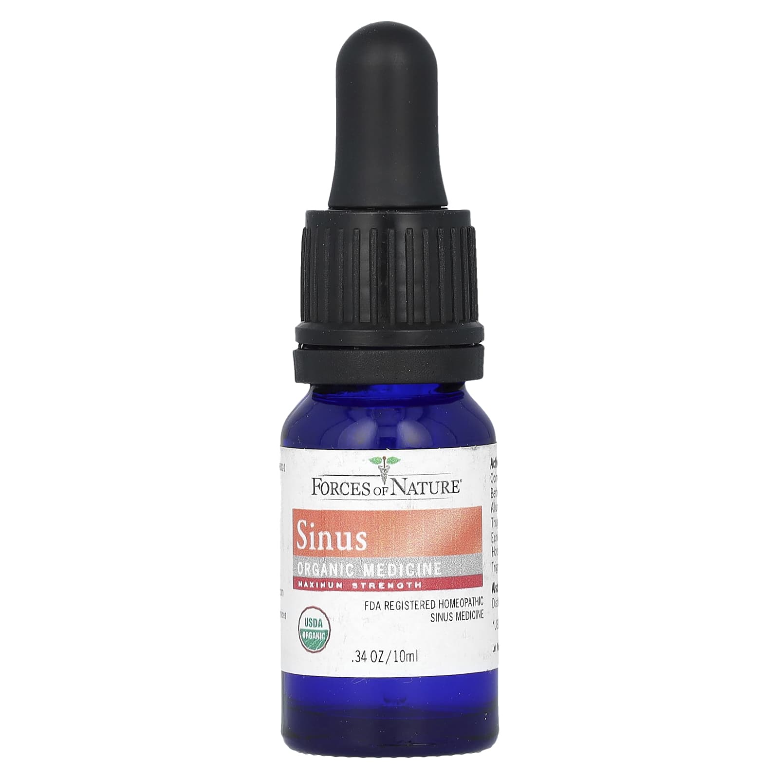 Forces of Nature, Sinus, Organic Plant Medicine, Maximum Strength, 0.34 fl oz (10 ml)