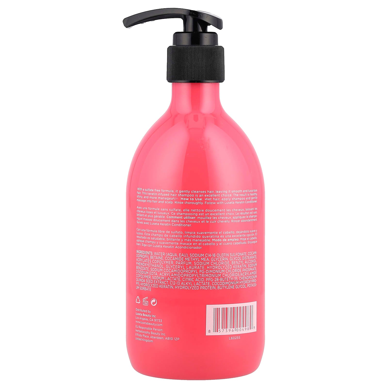 Luseta Beauty, Keratin Shampoo, For Damaged & Dry Hair, 16.9 fl oz (500 ml)