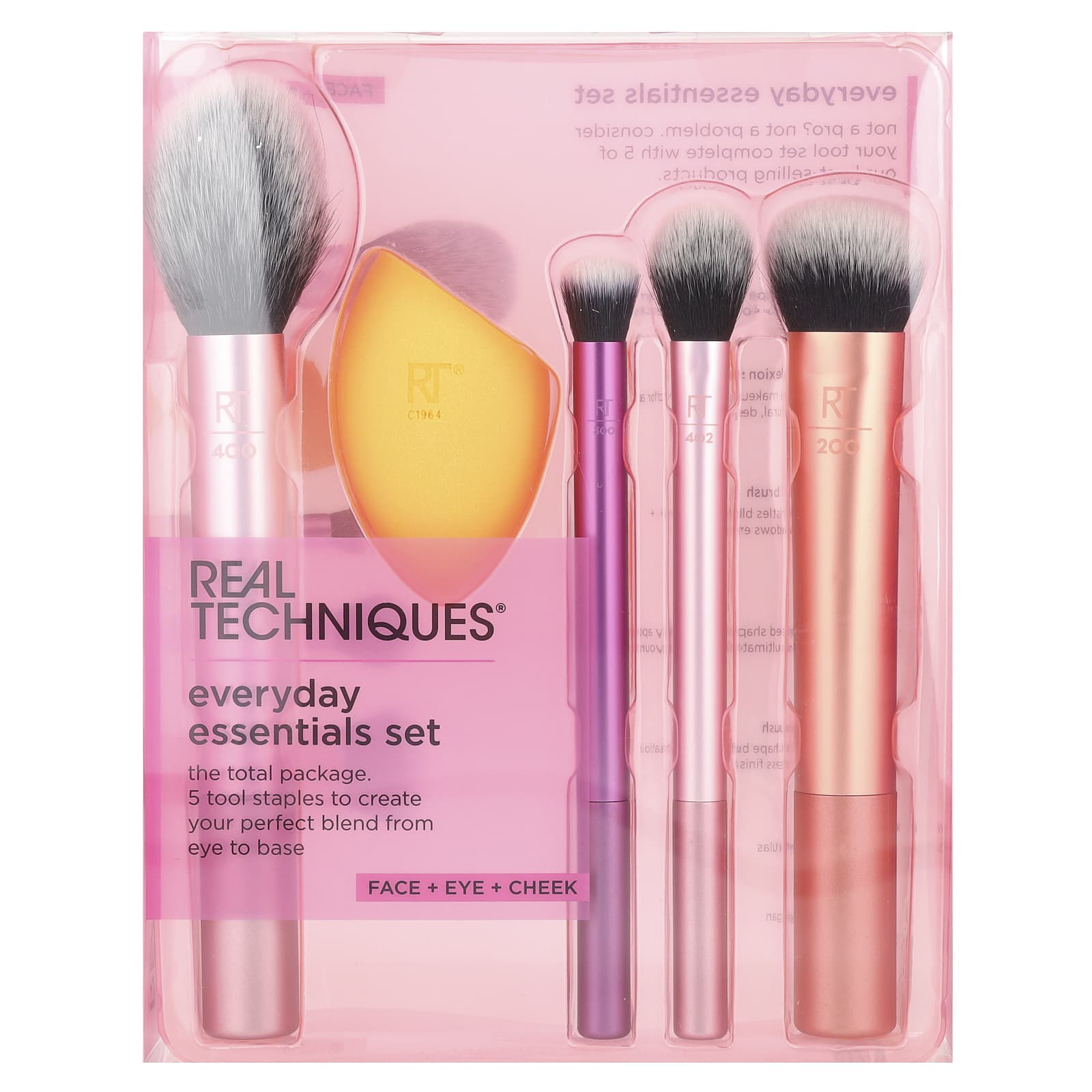 Real Techniques, Everyday Essentials Set, Face + Eye + Cheek , 5 Pieces