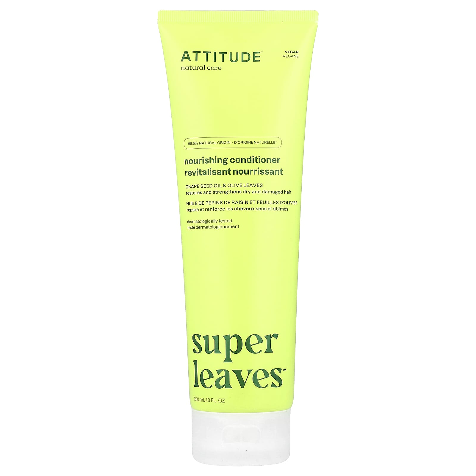 ATTITUDE, Super Leaves™, Nourishing Conditioner, Grape Seed Oil & Olive Leaves, 8 fl oz (240 ml)