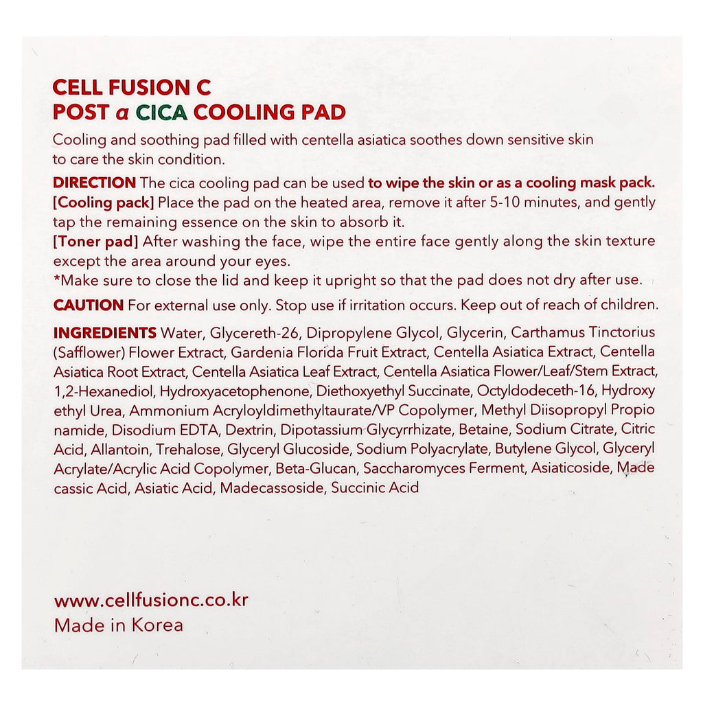 Cell Fusion C, Cica Cooling Pad, 70 Pads, 6.08 fl oz (180 ml)