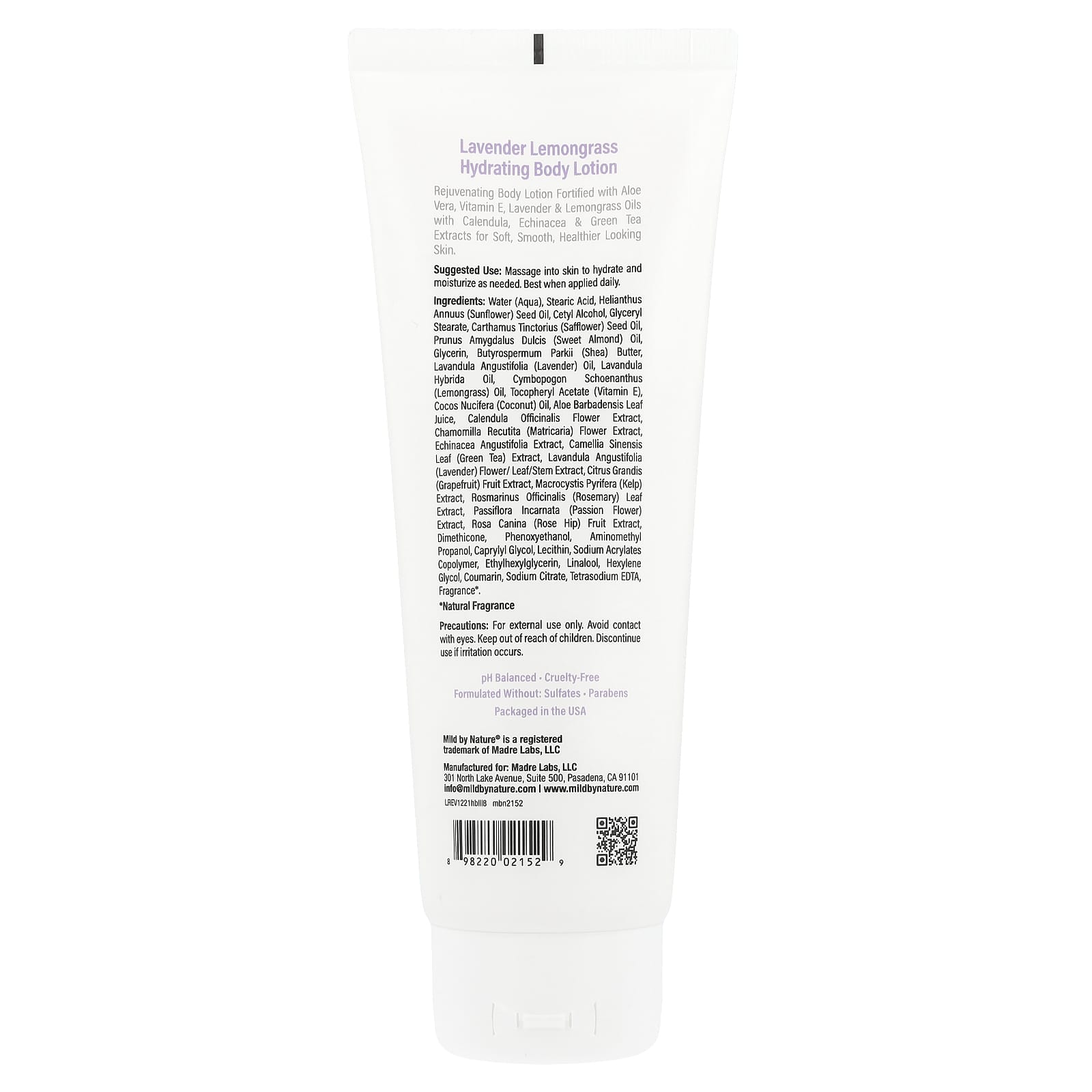 Mild By Nature, Hydrating Body Lotion, Lavender Lemongrass, 8 fl oz (236 ml)