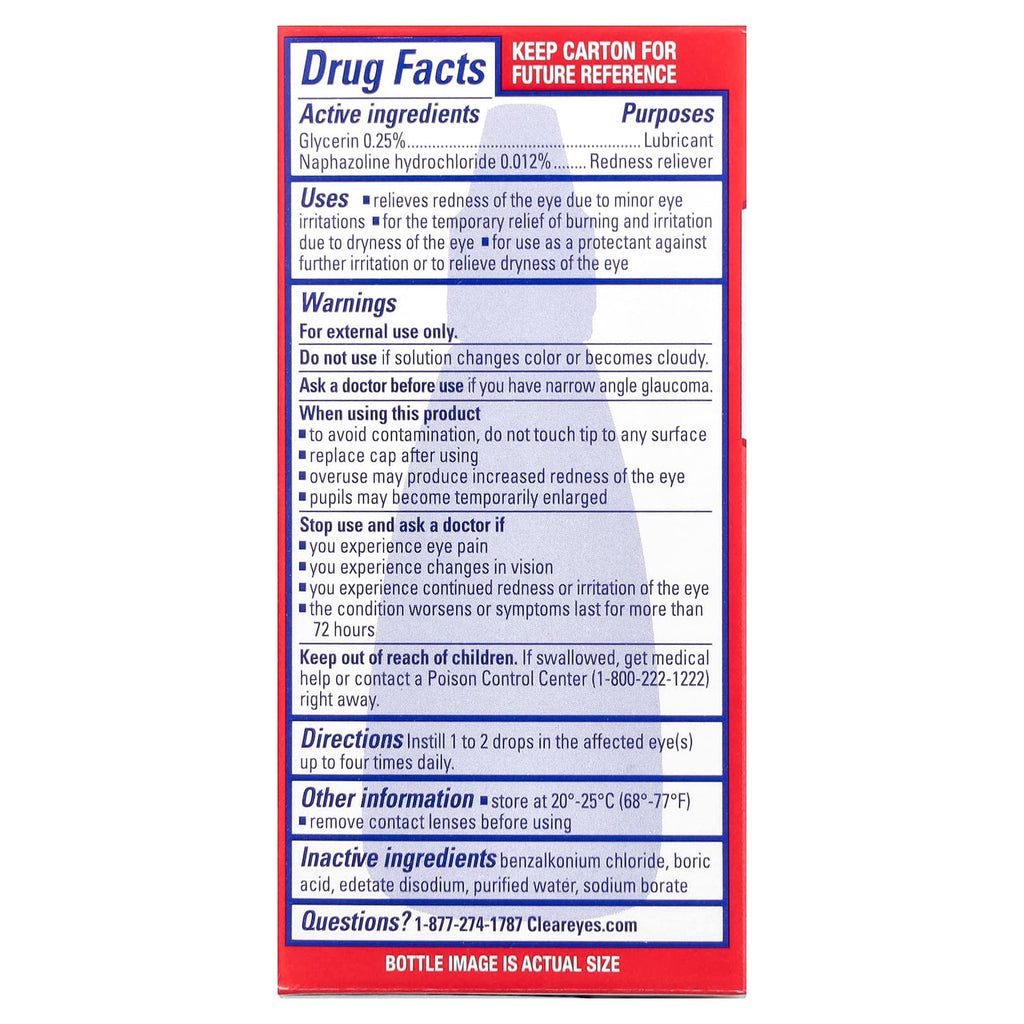 Clear Eyes, Redness Relief, Lubricant/Redness Reliever Eye Drops, 0.5 fl oz (15 ml)