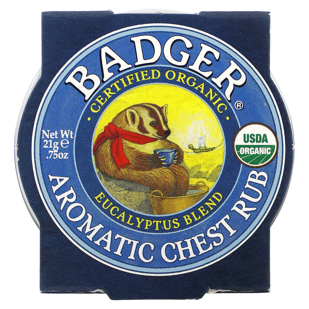 Badger, Organic Aromatic Chest Rub, Eucalyptus Blend, 0.75 oz (21 g)