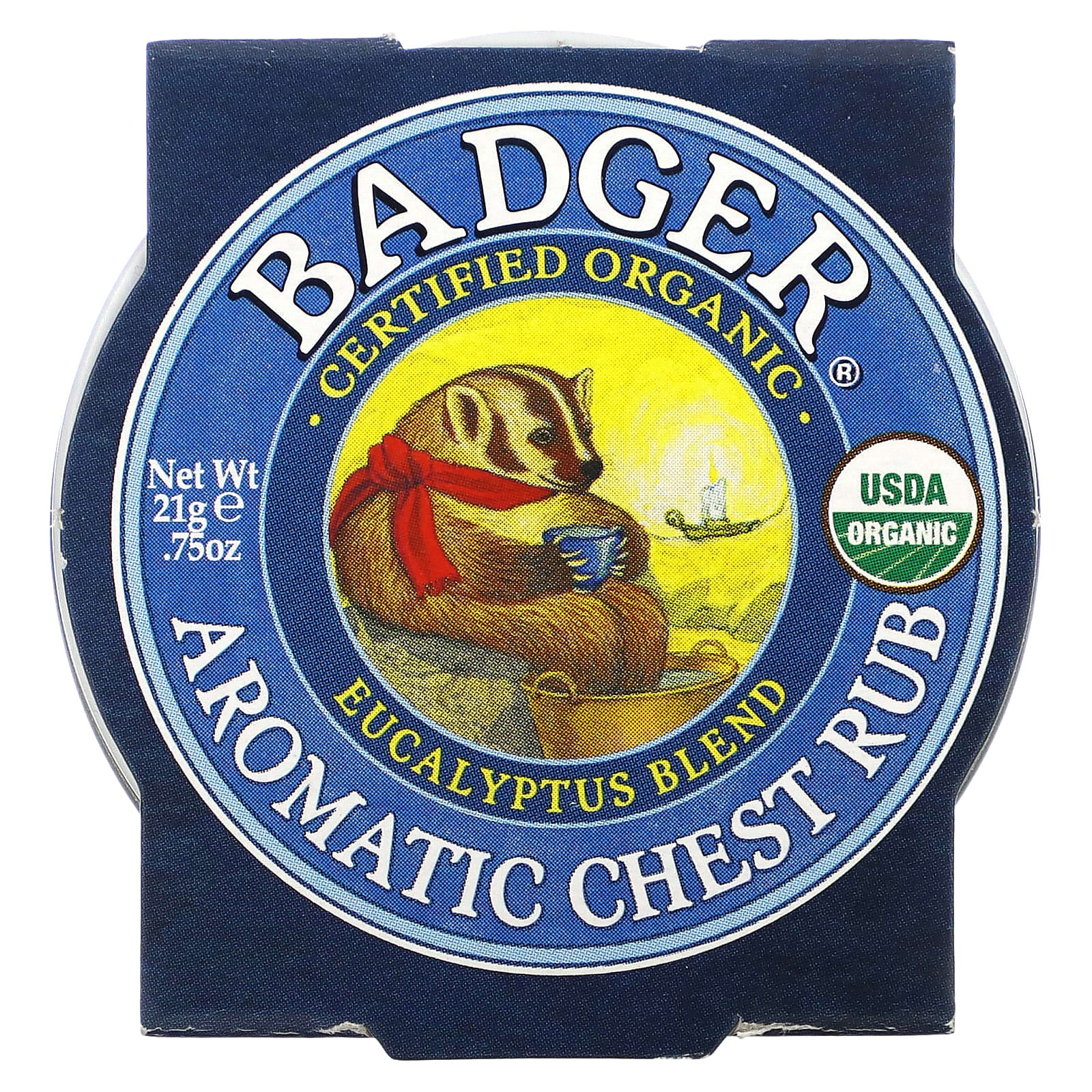 Badger, Organic Aromatic Chest Rub, Eucalyptus Blend, 0.75 oz (21 g)