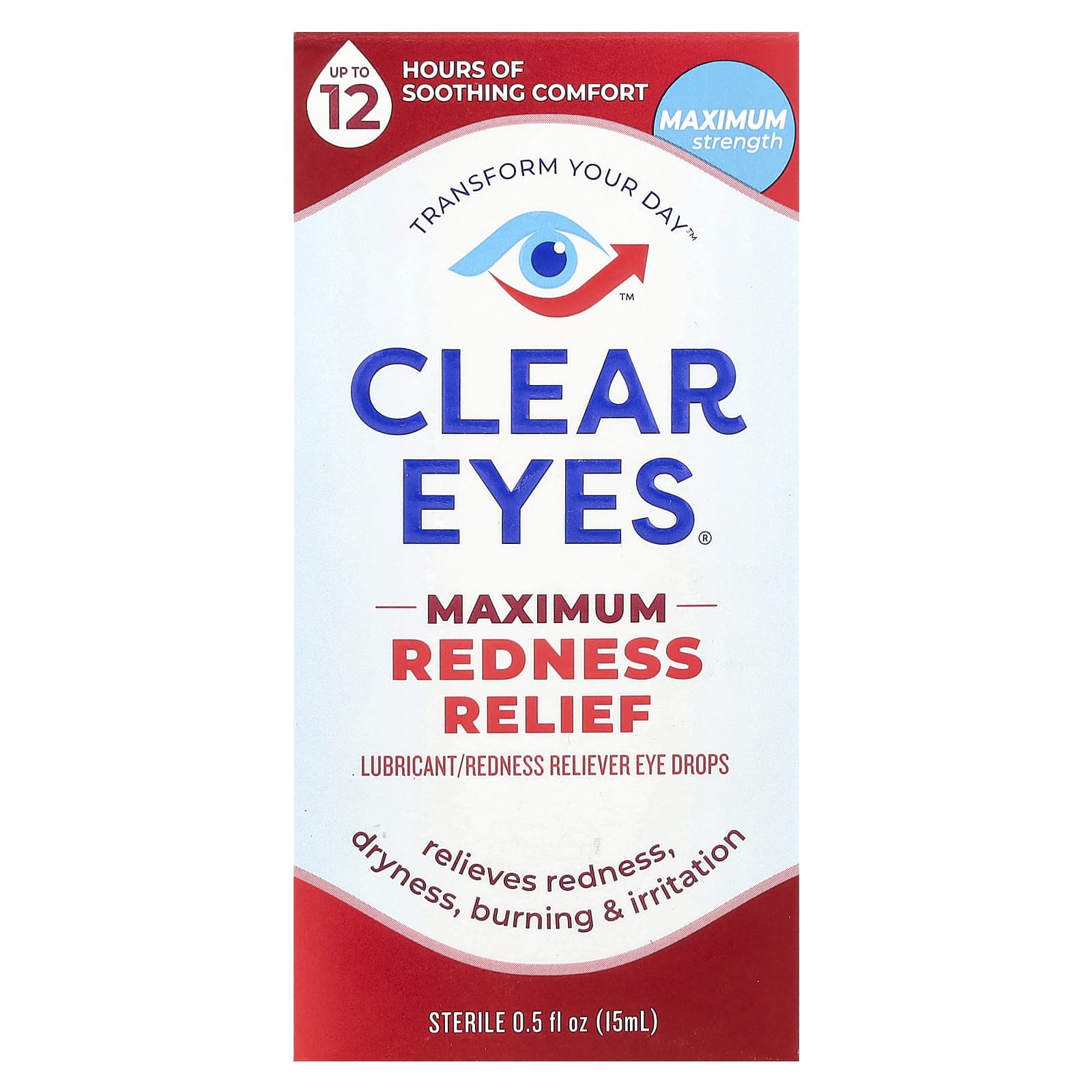 Clear Eyes, Maximum Redness Relief, Lubricant/Redness Reliever Eye Drops, 0.5 fl oz (15 ml)