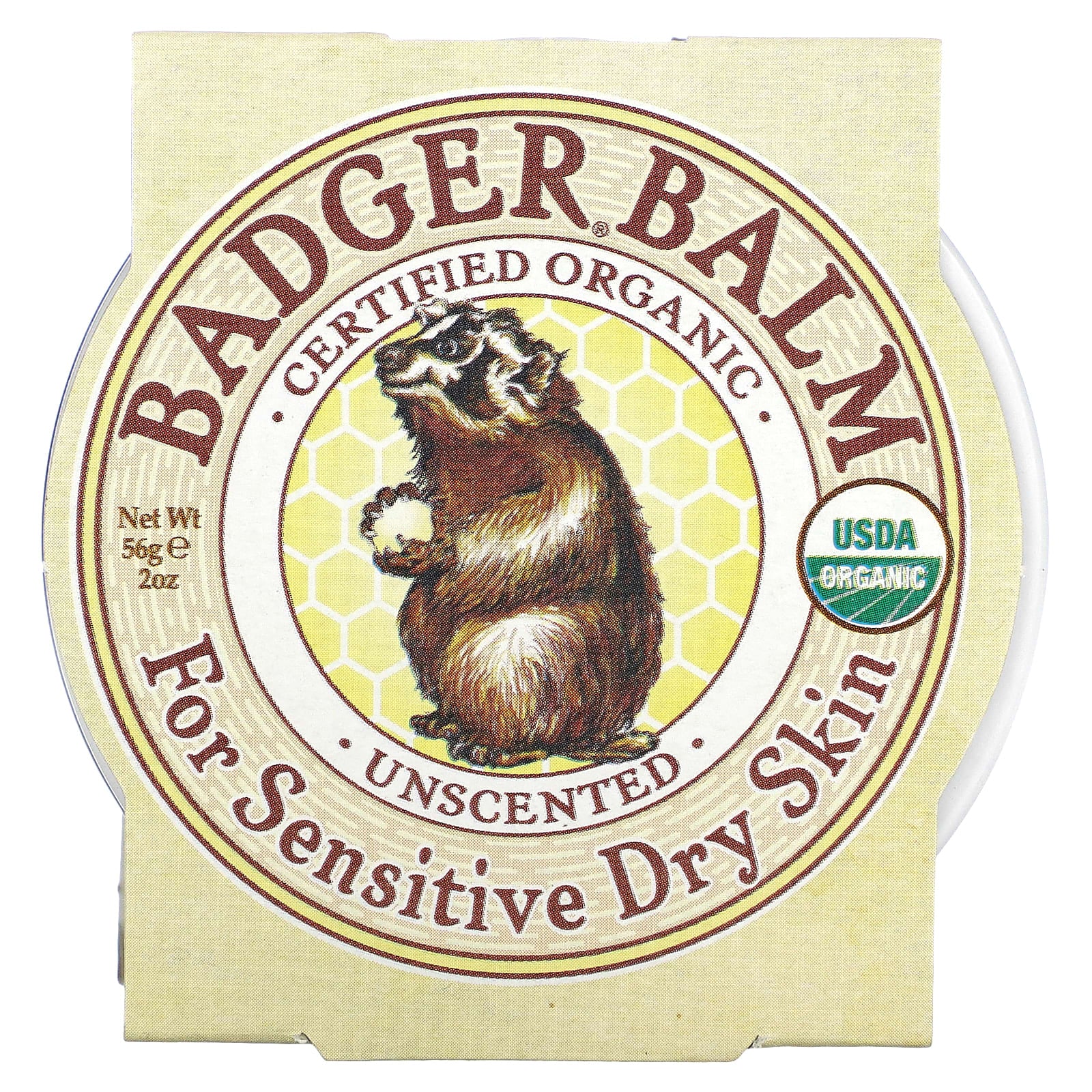 Badger, Badger Balm, For Sensitive Dry Skin, Unscented, 2 oz (56 g)