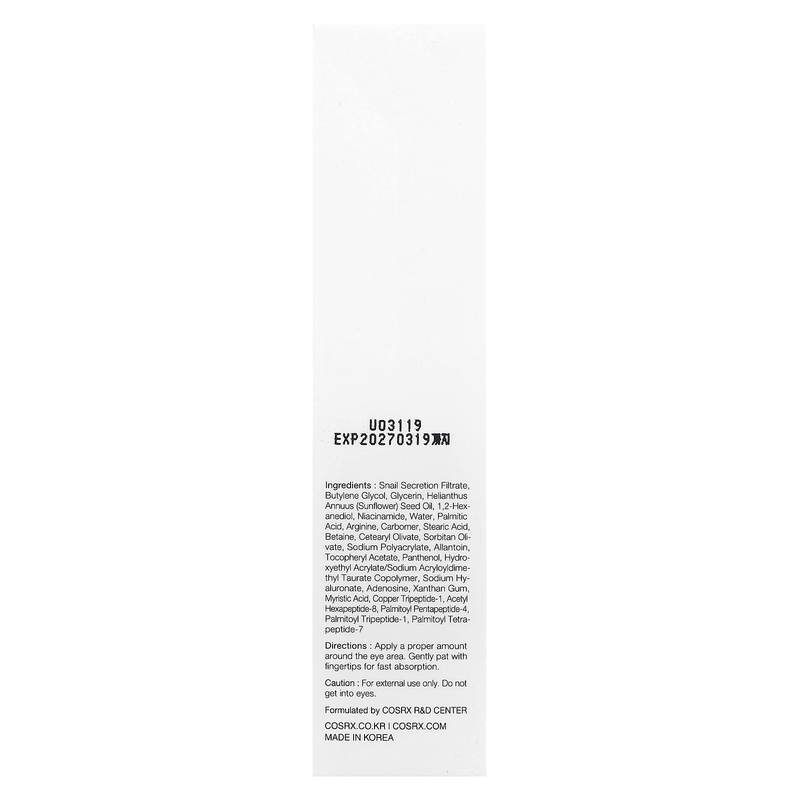 CosRx, Advanced Snail, Peptide Eye Cream, 0.84 fl oz (25 ml)
