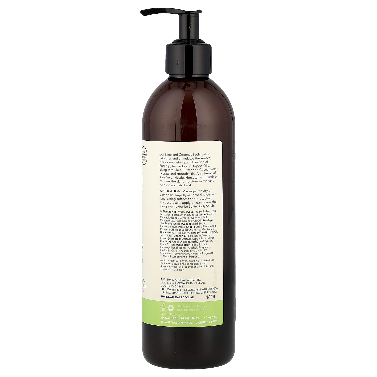 Sukin, Hydrating Body Lotion, All Skin Types, Lime & Coconut, 16.91 fl oz (500 ml)