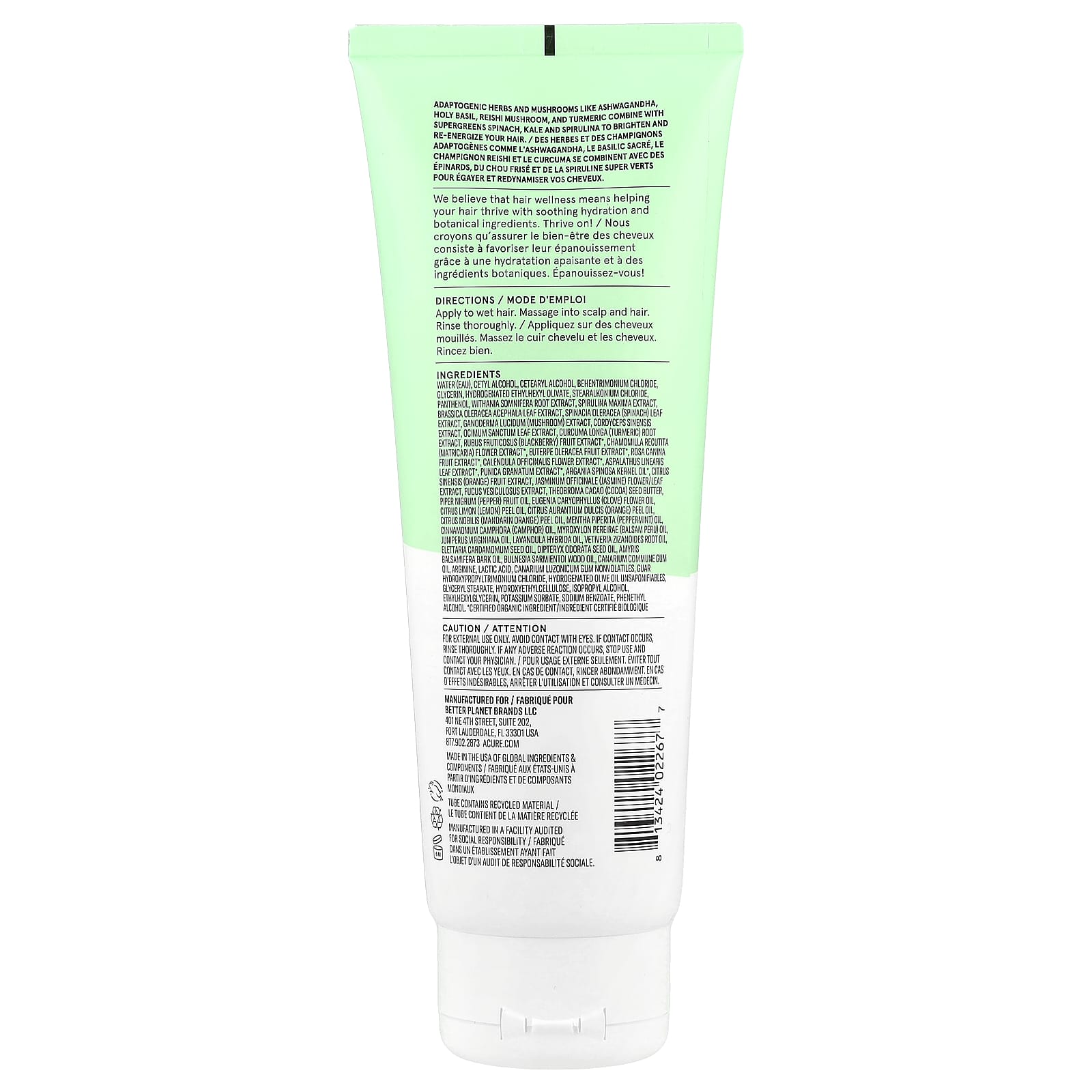ACURE, Juice Cleanse Supergreens & Adaptogens Conditioner™, All Hair Types, 8 fl oz (236 ml)