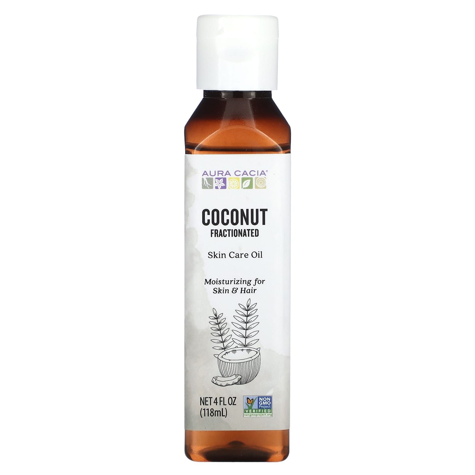 Aura Cacia, Fractionated Skin Care Oil, Coconut , 4 fl oz (118 ml)