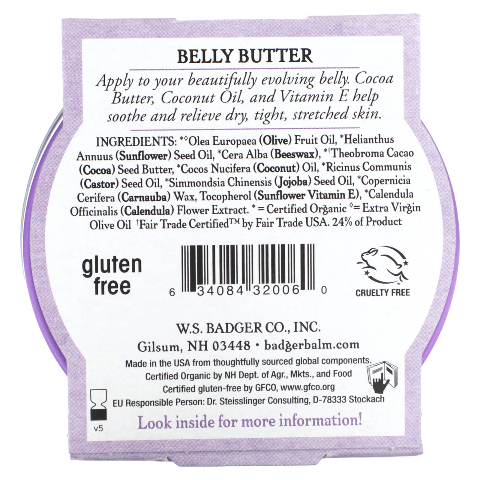 Badger, Organic Belly Butter, Cocoa Butter & Calendula, 2 oz (56 g)