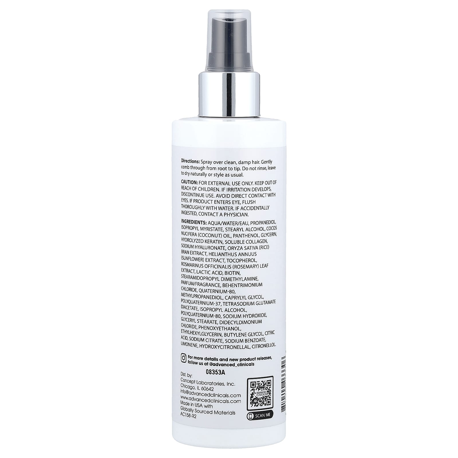 Advanced Clinicals, Keratin Smooth & Shine, Leave-In Conditioner, 8 fl oz (237 ml)
