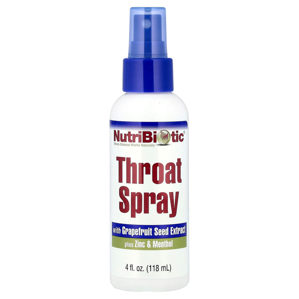 NutriBiotic, Throat Spray with Grapefruit Seed Extract plus Zinc & Menthol, 4 fl oz (118 ml)