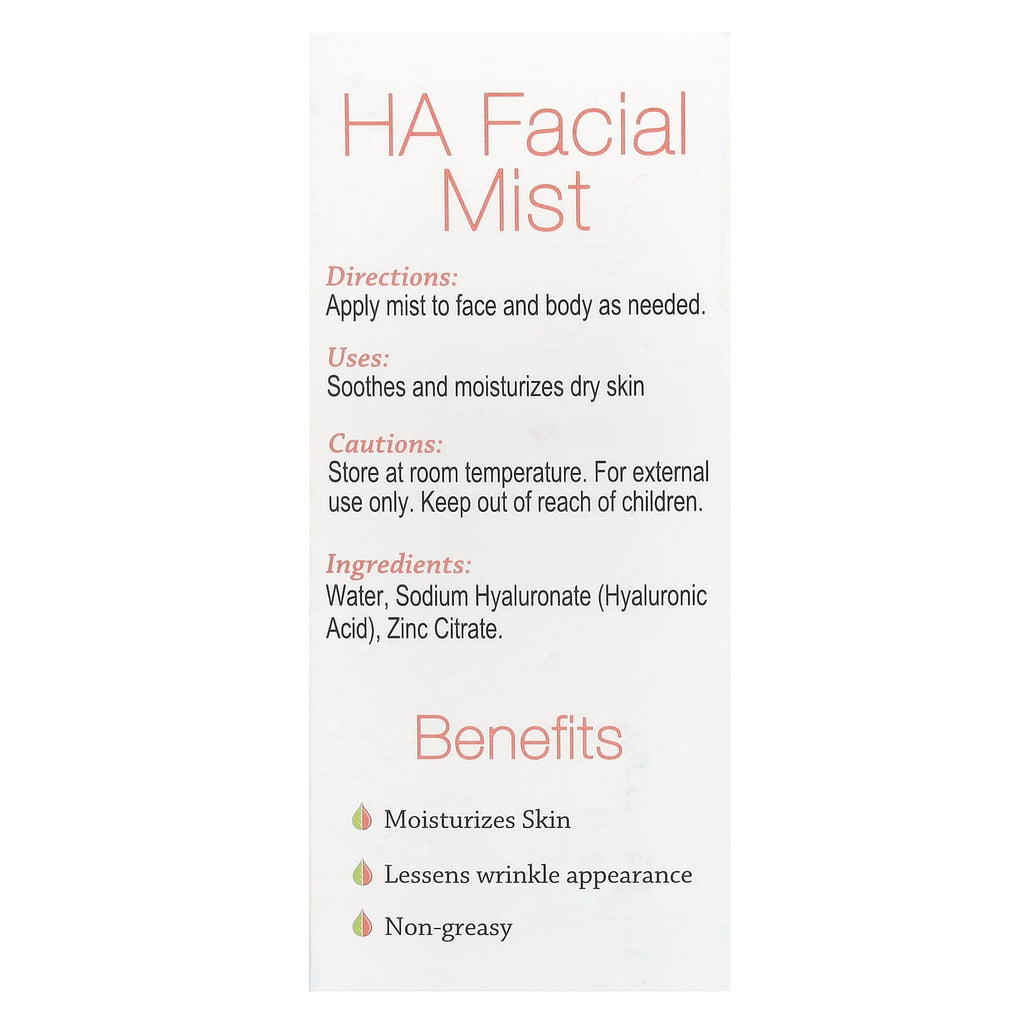 Hyalogic, HA Facial Mist, Fragrance Free, 2 fl oz (59 ml)