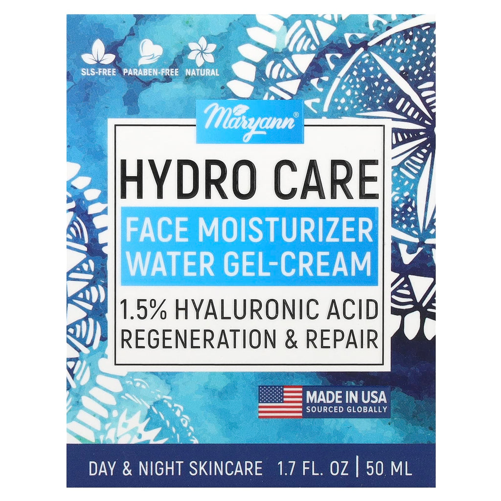 MaryAnn Organics, Hydro Care, Face Moisturizer Water Gel-Cream, 1.7 fl oz (50 ml)