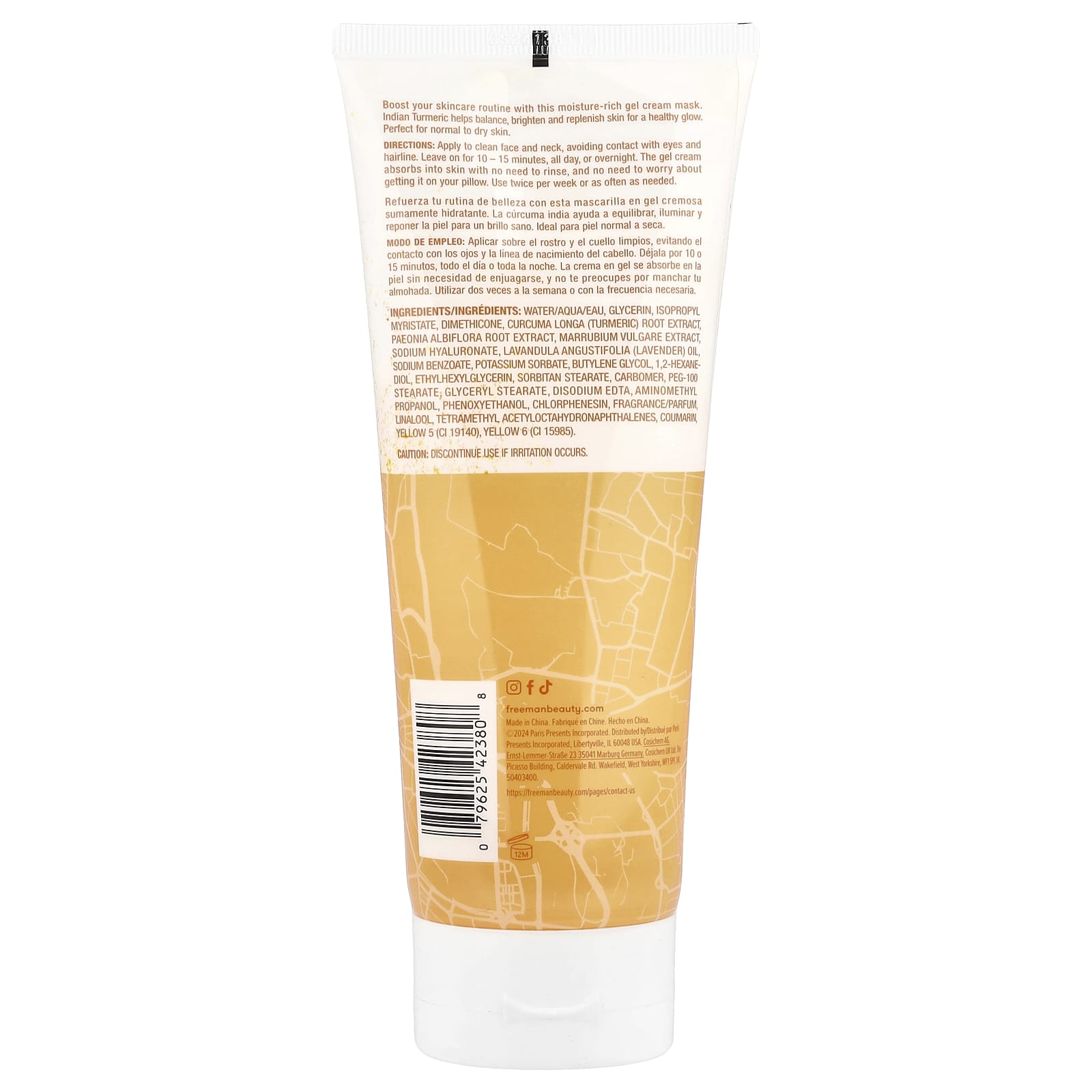 Freeman Beauty, Hydrating Indian Turmeric Gel Cream Beauty Mask, 6 fl oz (175 ml)