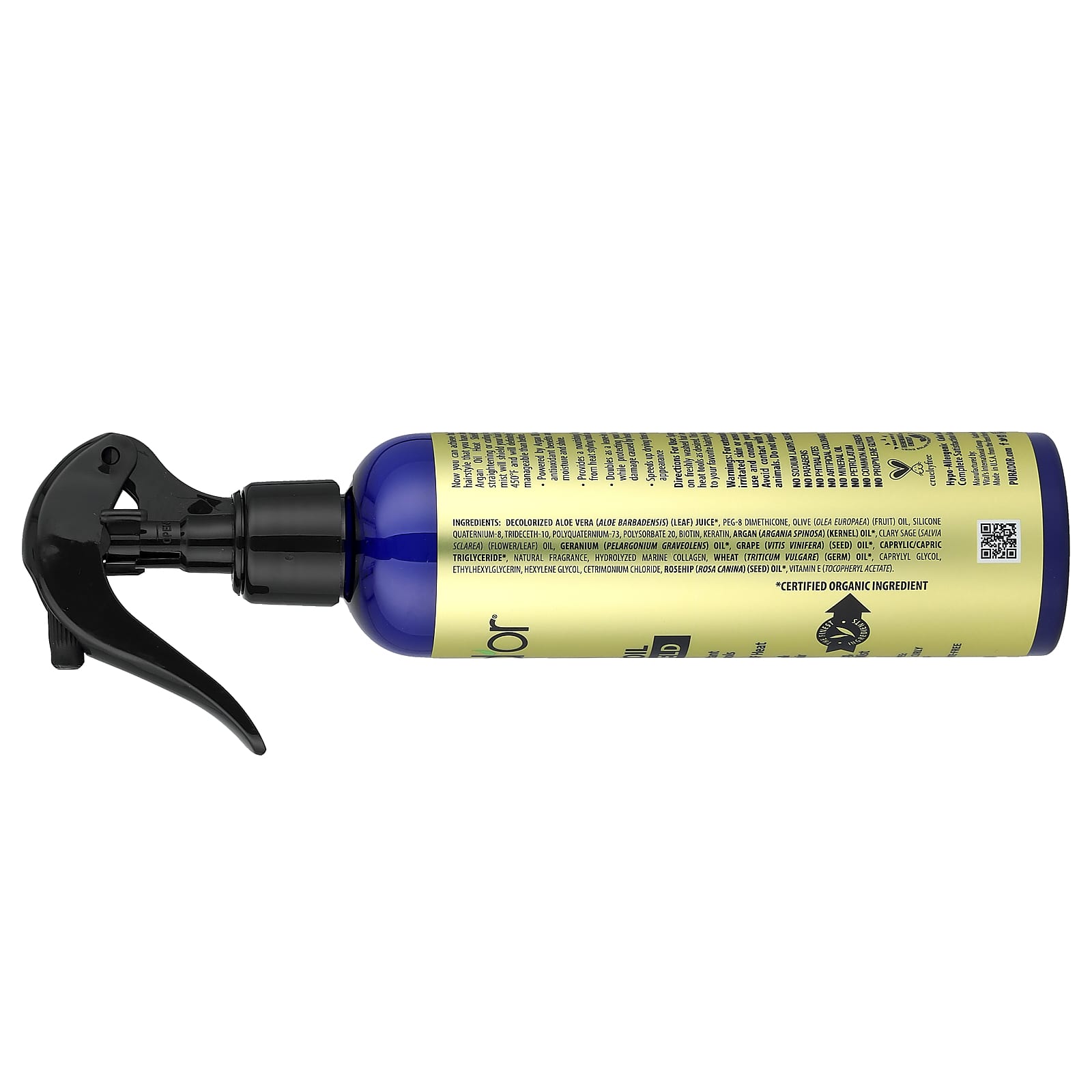 Pura D'or, Argan Oil Heat Protectant Spray, For All Hair Types, 8 fl oz (237 ml)