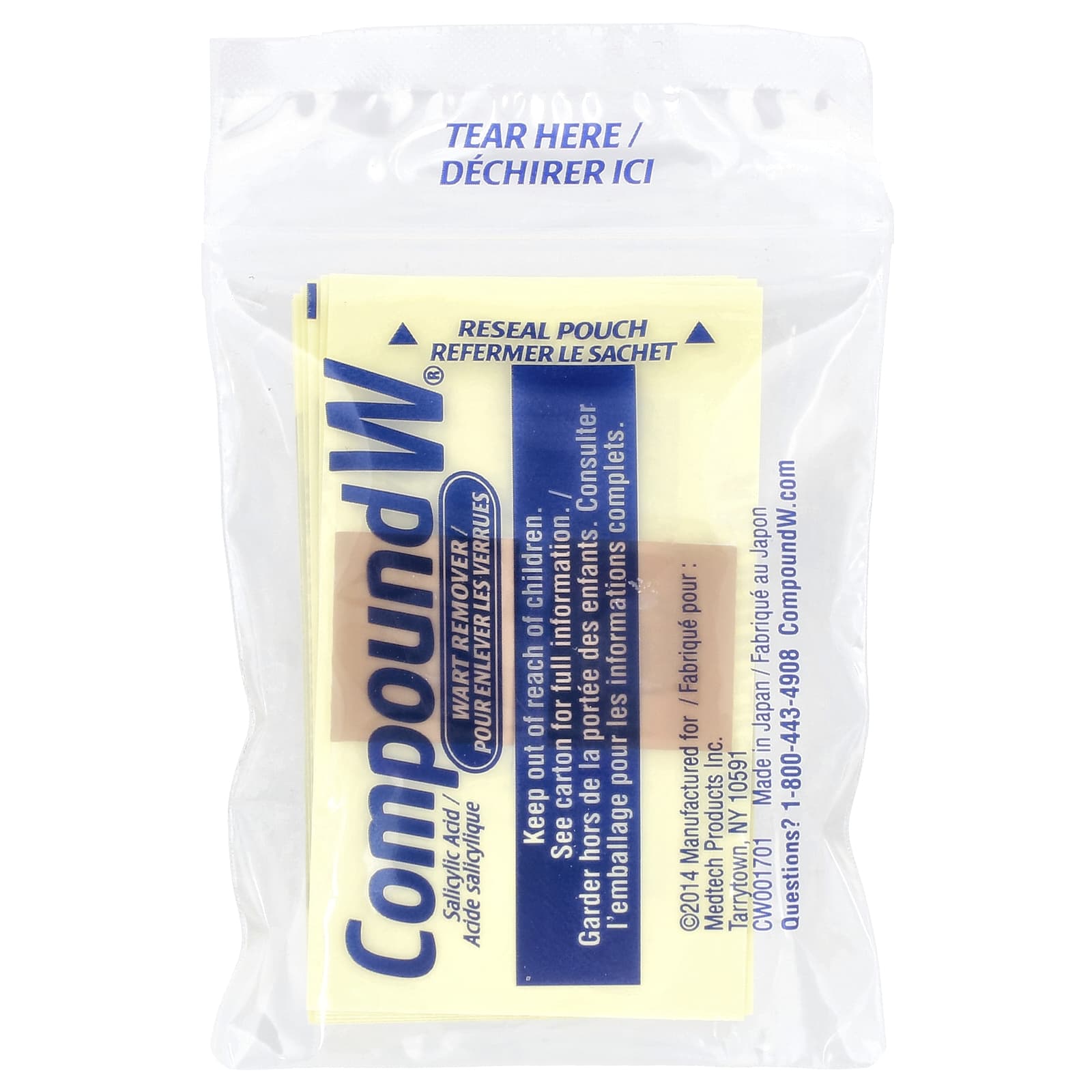 Compound W, Wart Remover, One Step Invisible Strips, Maximum Strength, 14 Medicated Strips