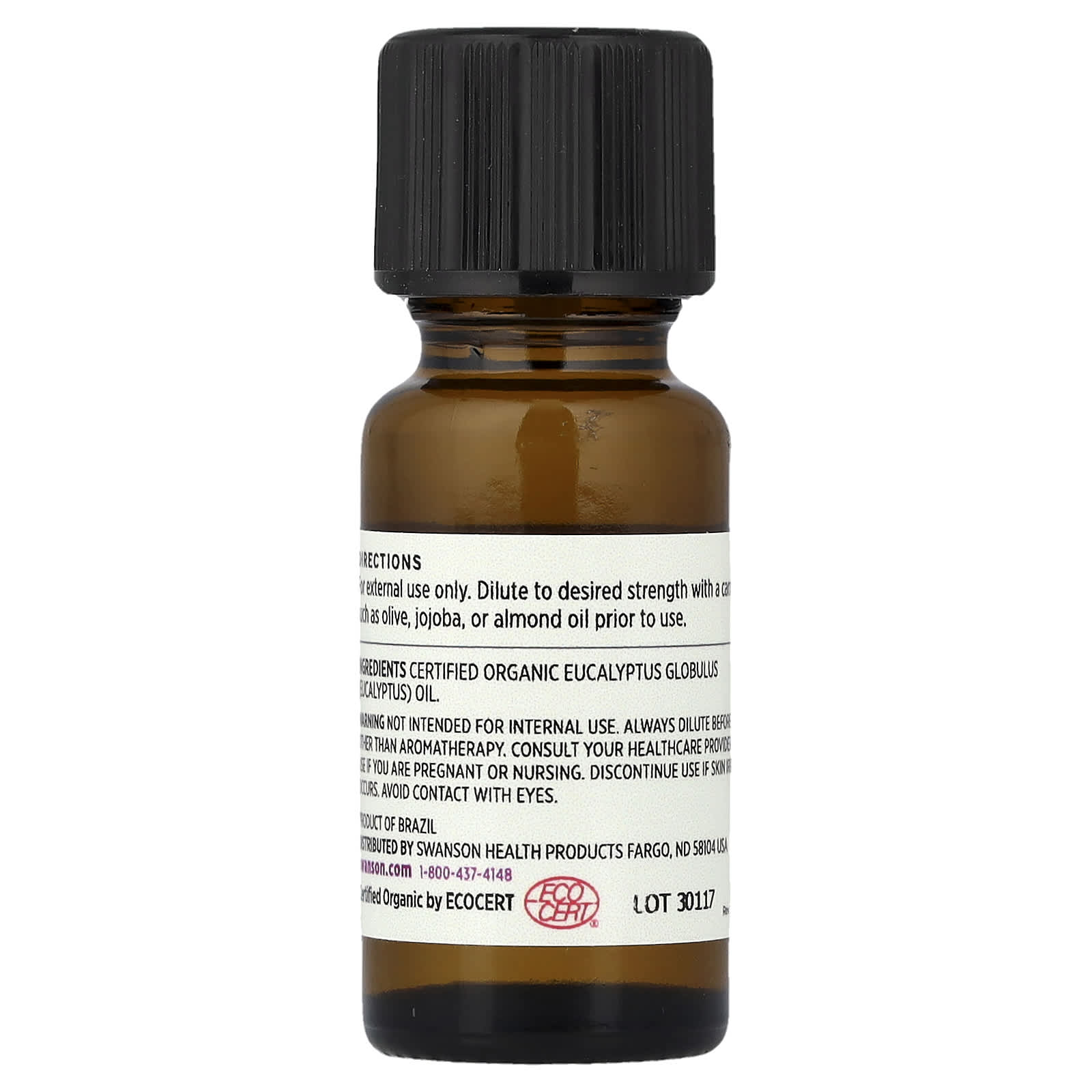Swanson, Certified Organic Eucalyptus Essential Oil, 0.5 fl oz (15 ml)