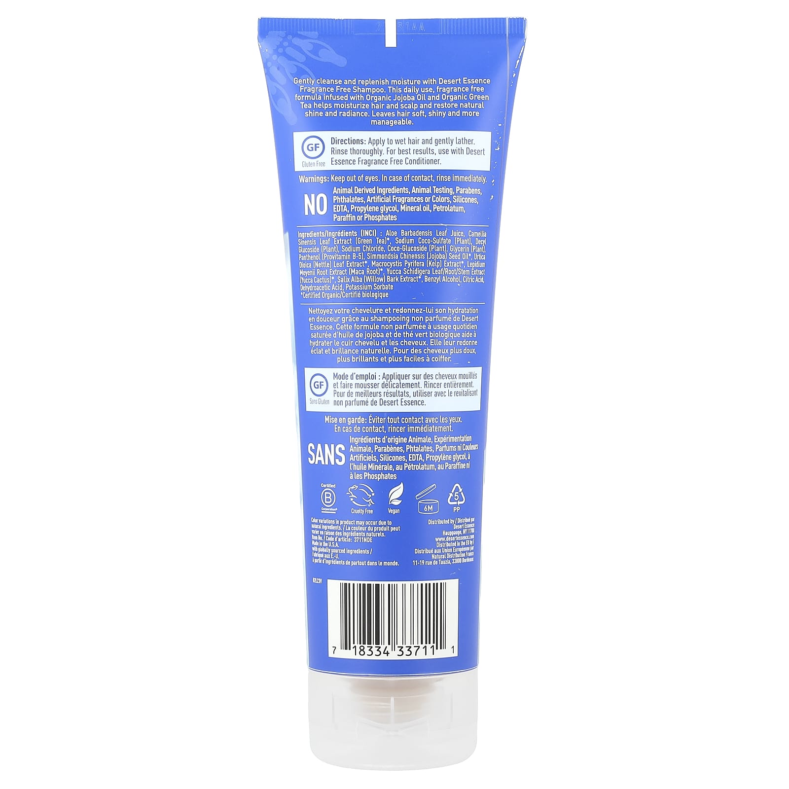 Desert Essence, Shampoo, Fragrance Free, 8 fl oz (237 ml)