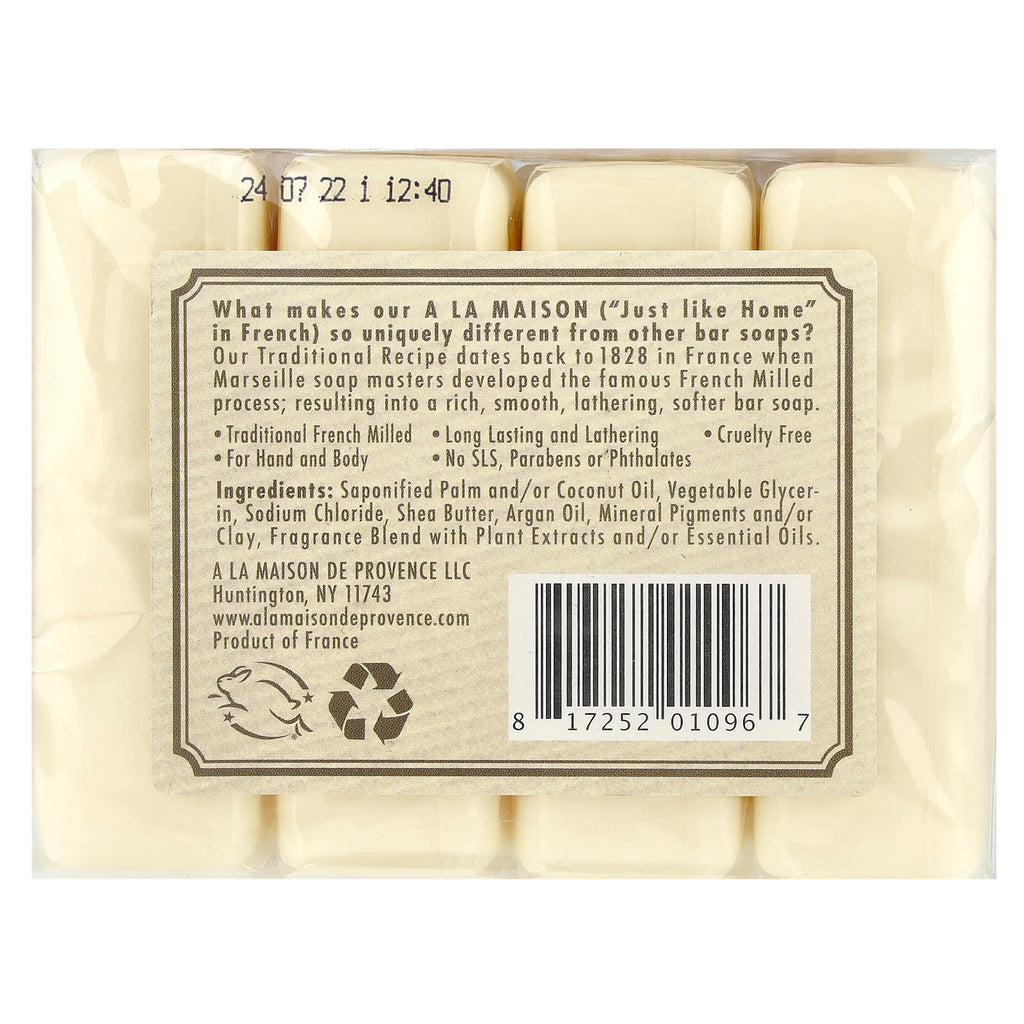 A La Maison de Provence, Hand & Body Bar Soap, Sweet Almond, 4 Bars, 3.5 oz (100 g) Each