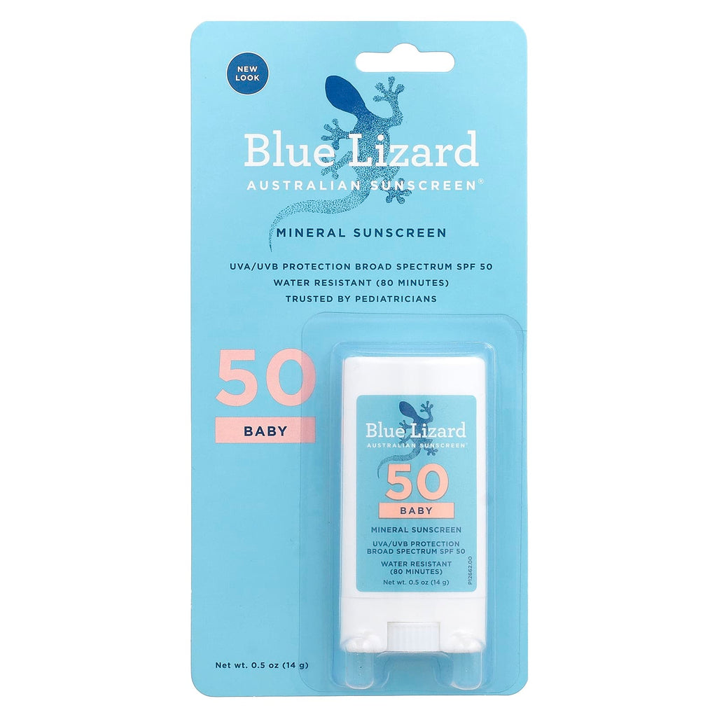 Blue Lizard Australian Sunscreen, Baby Mineral Sunscreen Stick, SPF 50, 0.5 oz (14 g)