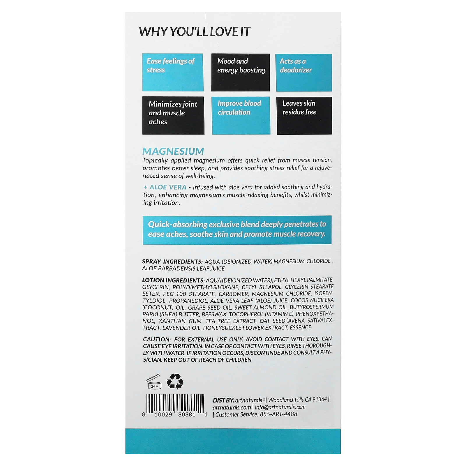 artnaturals, Magnesium Oil Spray & Lotion, 2 Piece Set