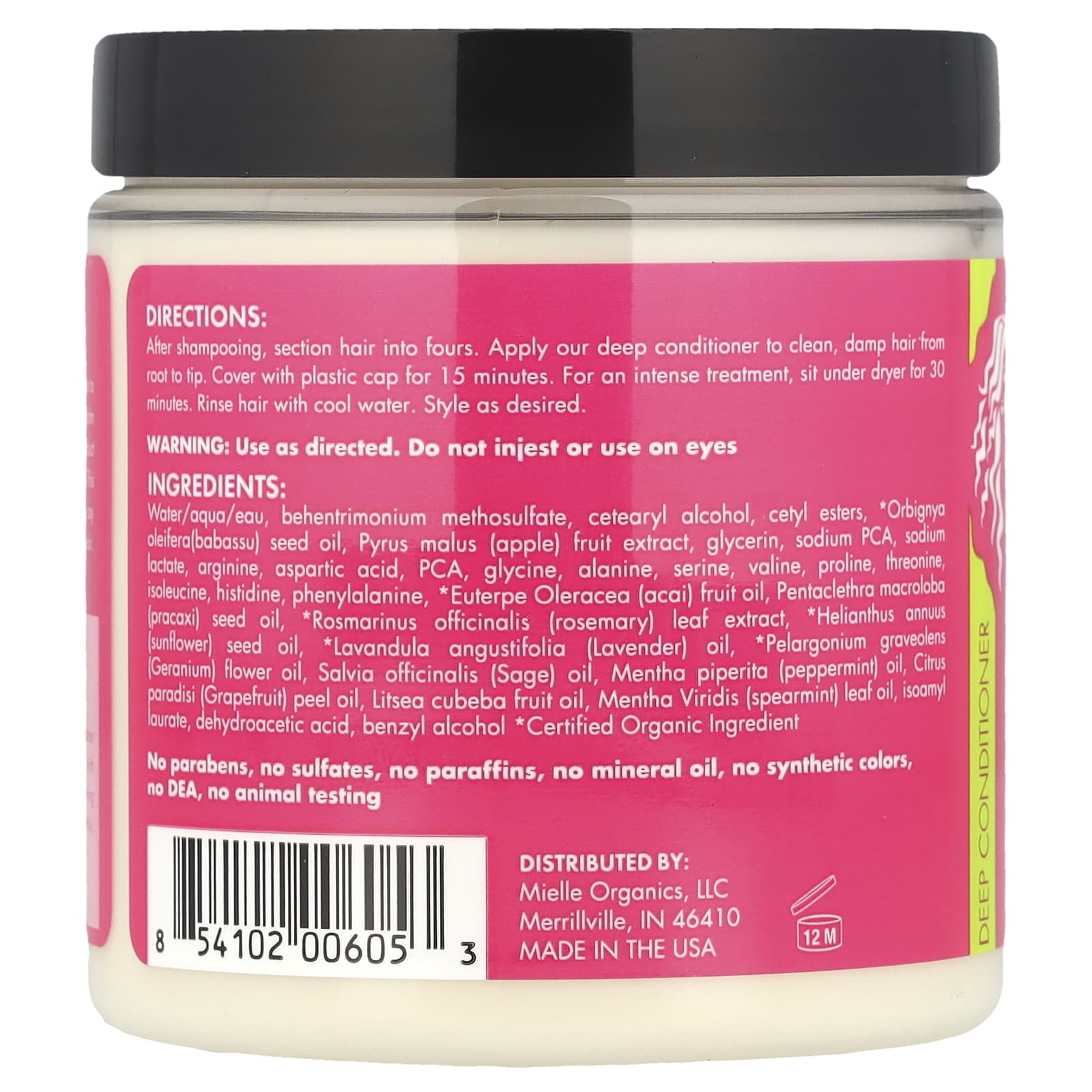 Mielle, Deep Conditioner, For All Hair Types, Babassu & Mint, 8 oz (227 g)