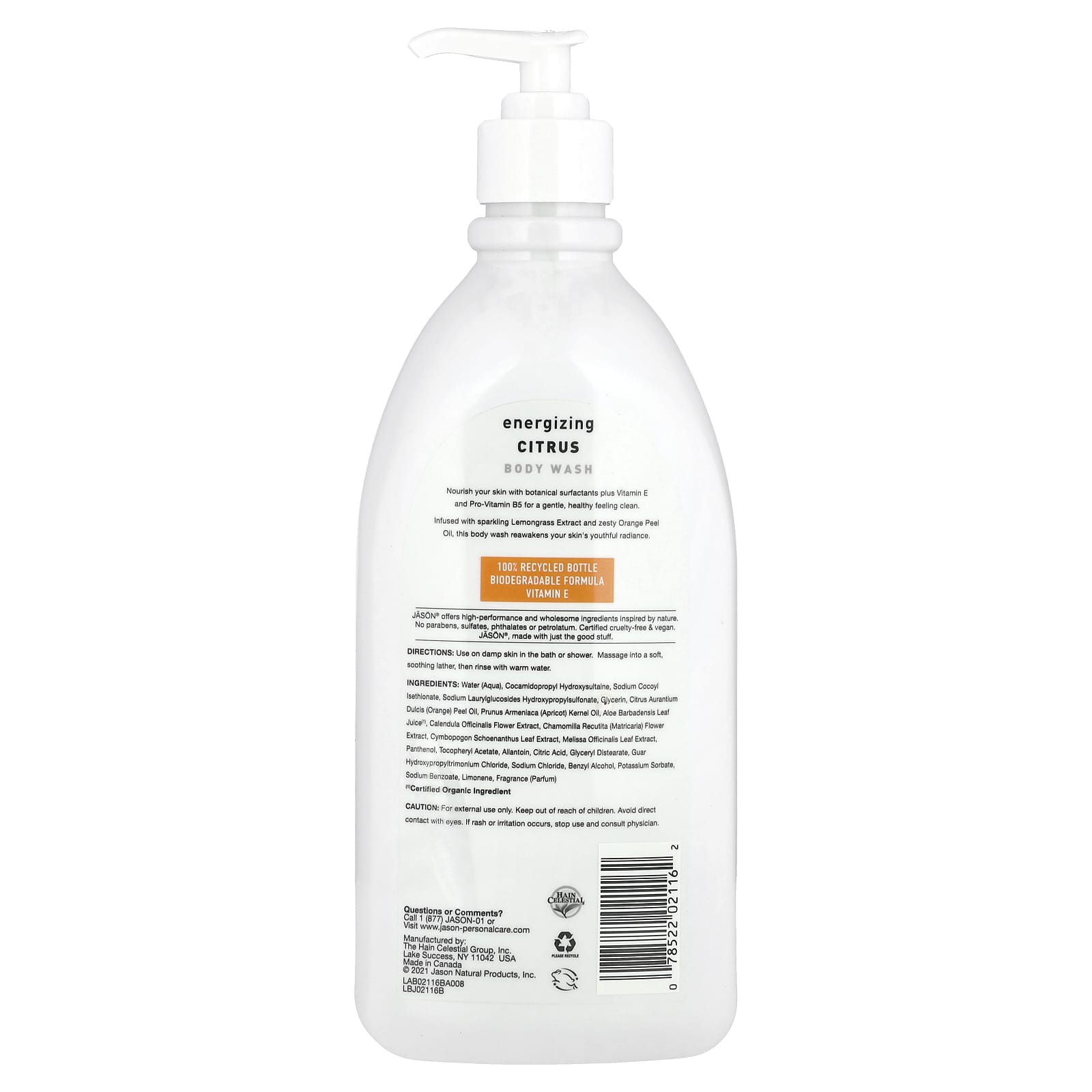 Jason Natural, Body Wash, Energizing Citrus, 30 fl oz (887 ml)