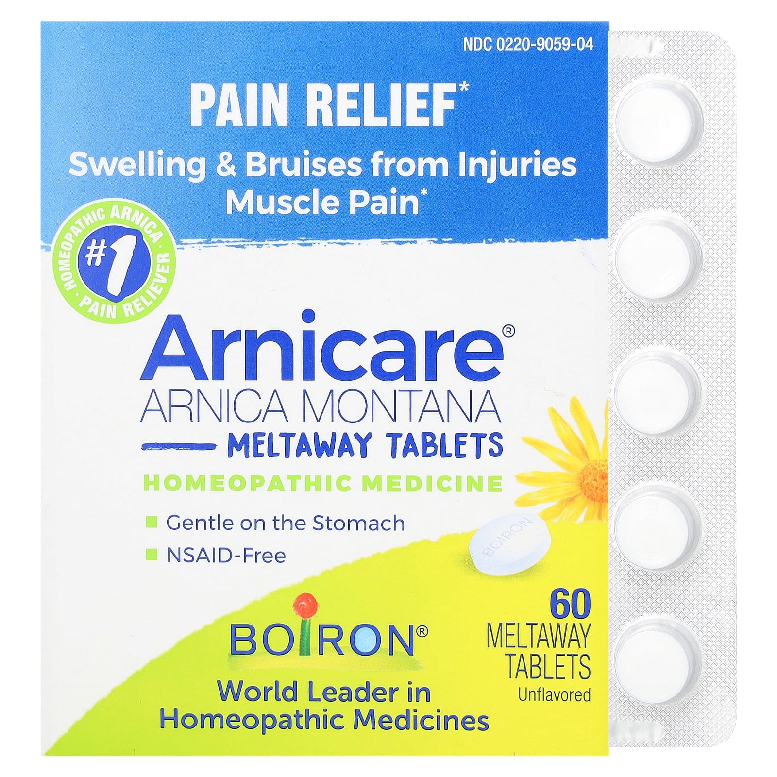 Boiron, Arnicare, Arnica Montana Meltaway Tablets, Unflavored, 60 Meltaway Tablets