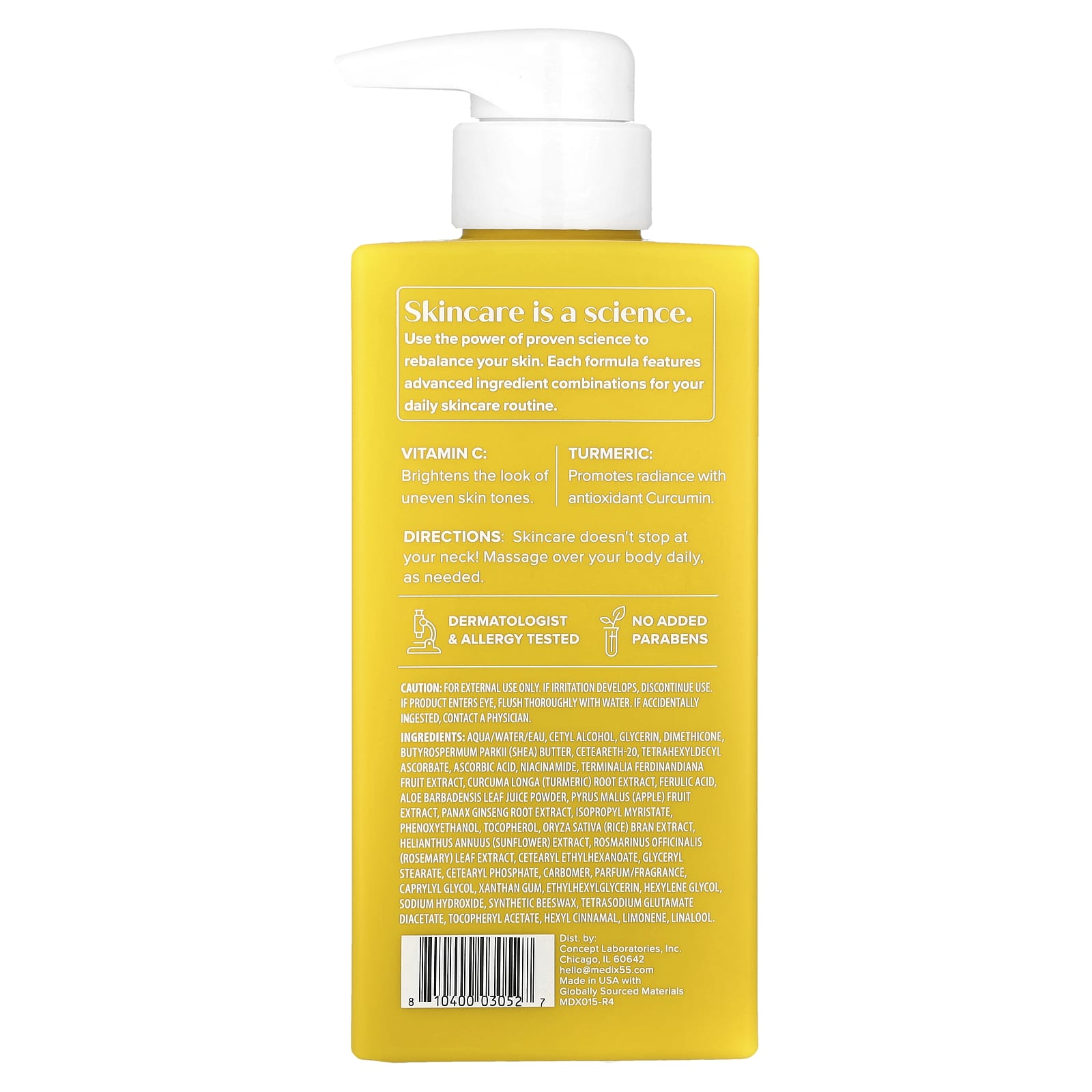 Medix 5.5, Body Cream, Vitamin C + Turmeric, 15 fl oz (444 ml)