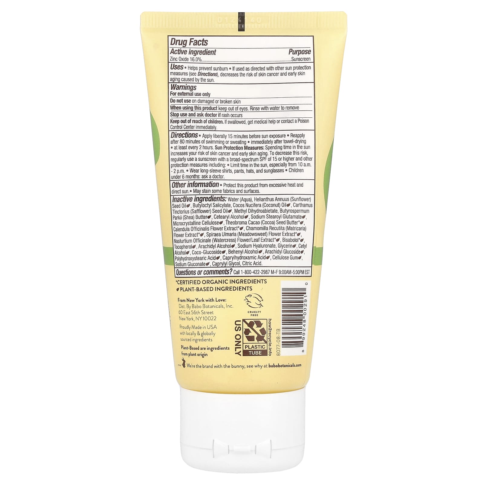 Babo Botanicals, Sheer Zinc Mineral Sunscreen Lotion, Sensitive Skin, SPF 30, Fragrance Free, 3 fl oz (89 ml)