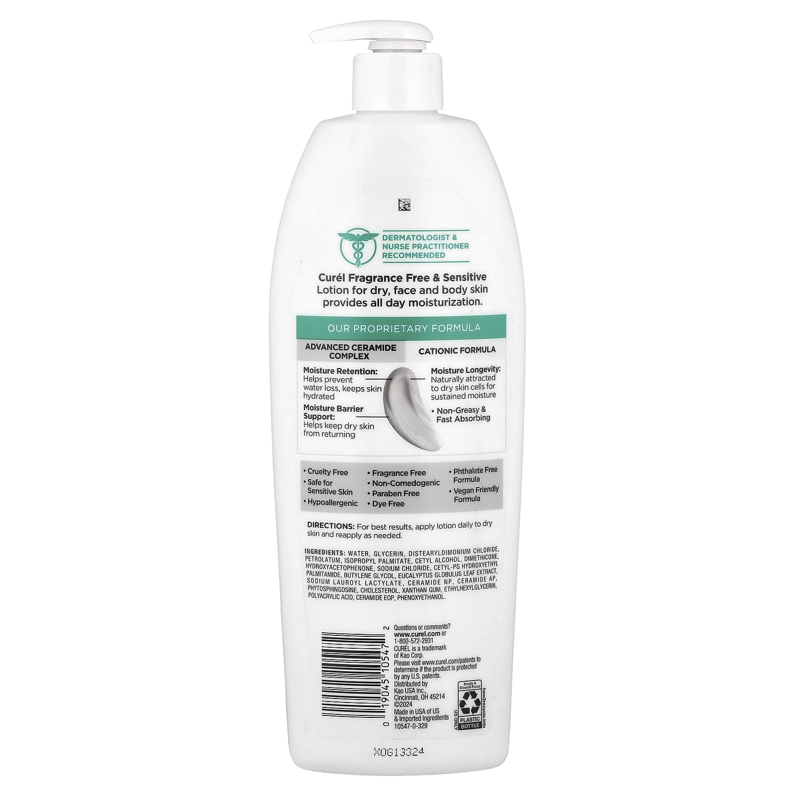 Curel, Hydrating Lotion For Dry Face & Body Skin, Fragrance Free, 20 fl oz (591 ml)
