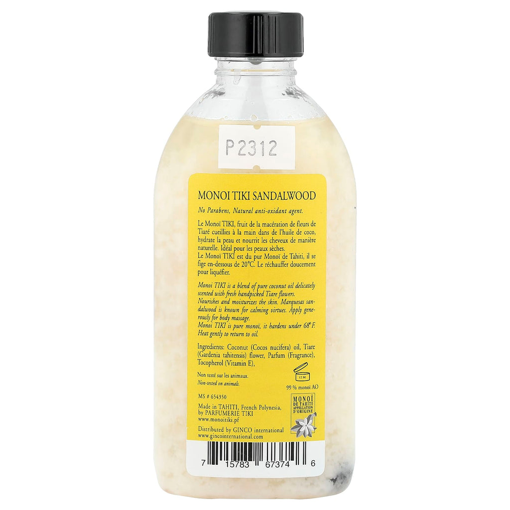 Monoi Tiare Tahiti, Monoi Tiki Tahiti®, Coconut Oil, Santal Sandalwood, 4 fl oz (120 ml)