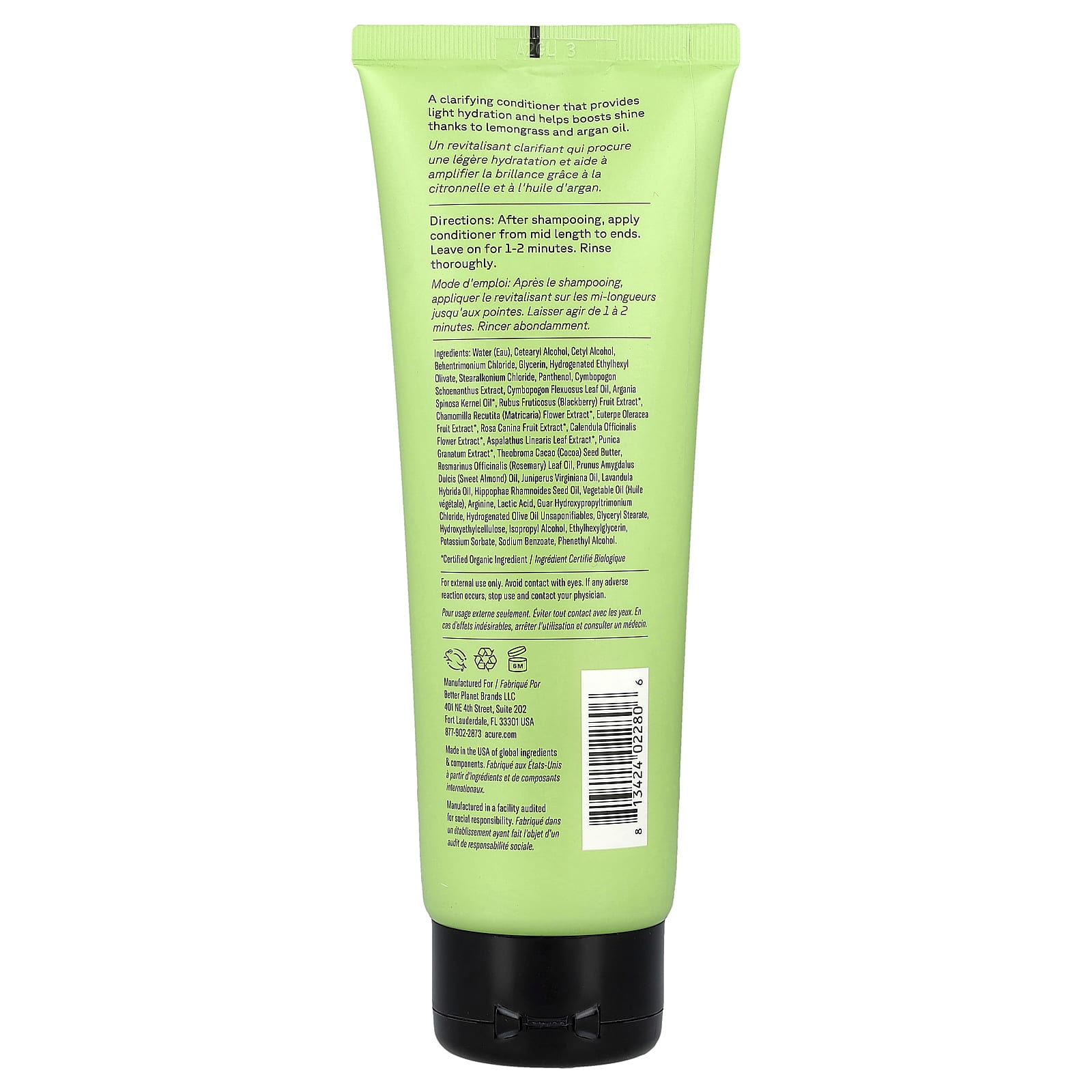 ACURE, Curiously Clarifying Conditioner, Lemongrass & Argan, 8 fl oz (236 ml)
