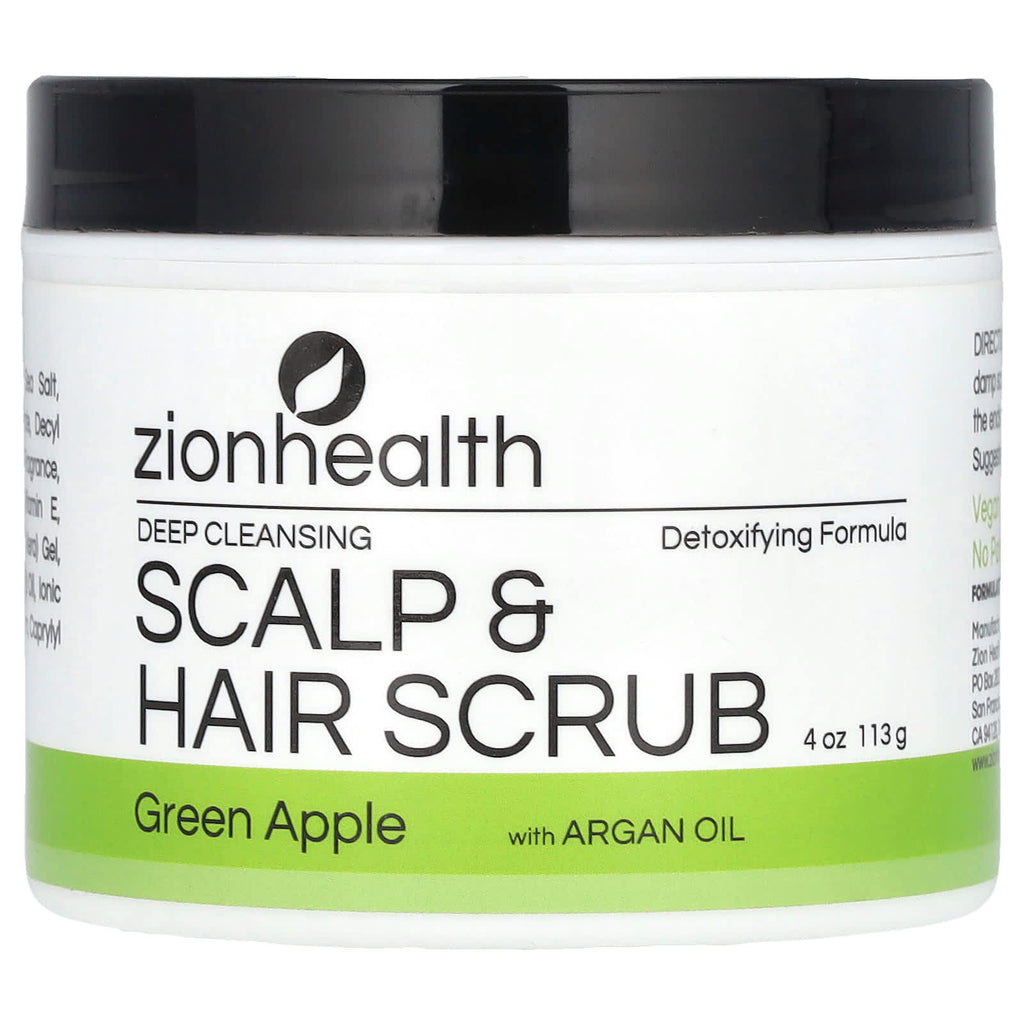 Zion Health, Deep Cleansing Scalp & Hair Scrub with Argan Oil, Green Apple, 4 oz (113 g)