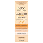 Babo Botanicals, Daily Sheer Tinted Sunscreen, SPF 30, Natural Glow, Fragrance Free, 1.7 fl oz (50 ml)