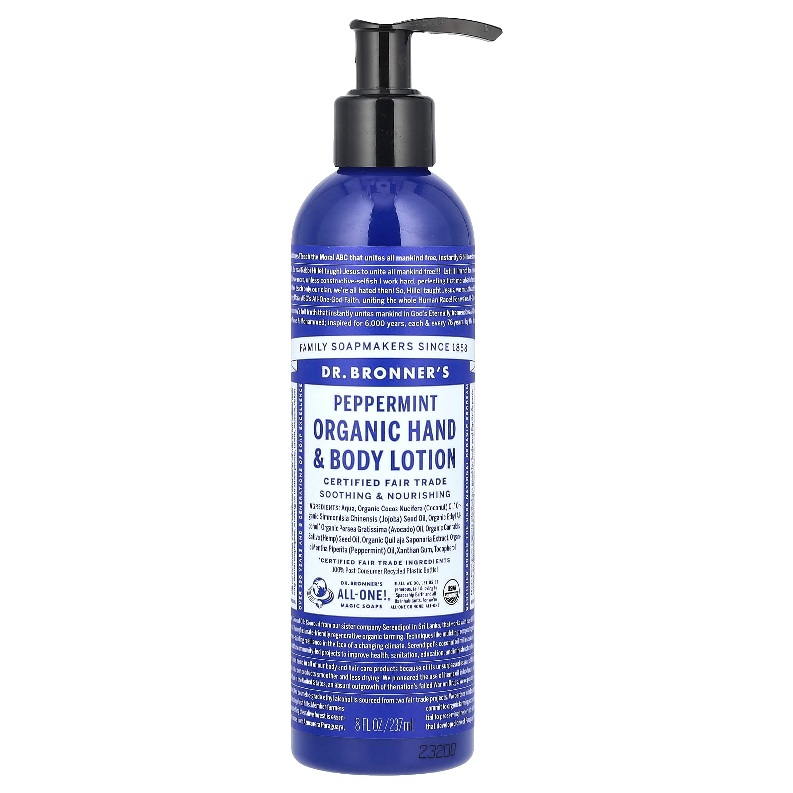 Dr. Bronner's, Organic Hand & Body Lotion, Peppermint, 8 fl oz (237 ml)