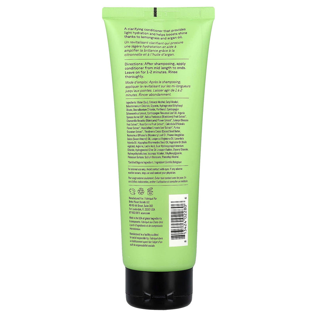 ACURE, Curiously Clarifying Conditioner, Lemongrass & Argan, 8 fl oz (236 ml)