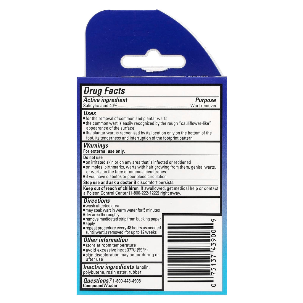 Compound W, Wart Remover, One Step Invisible Strips, Maximum Strength, 14 Medicated Strips