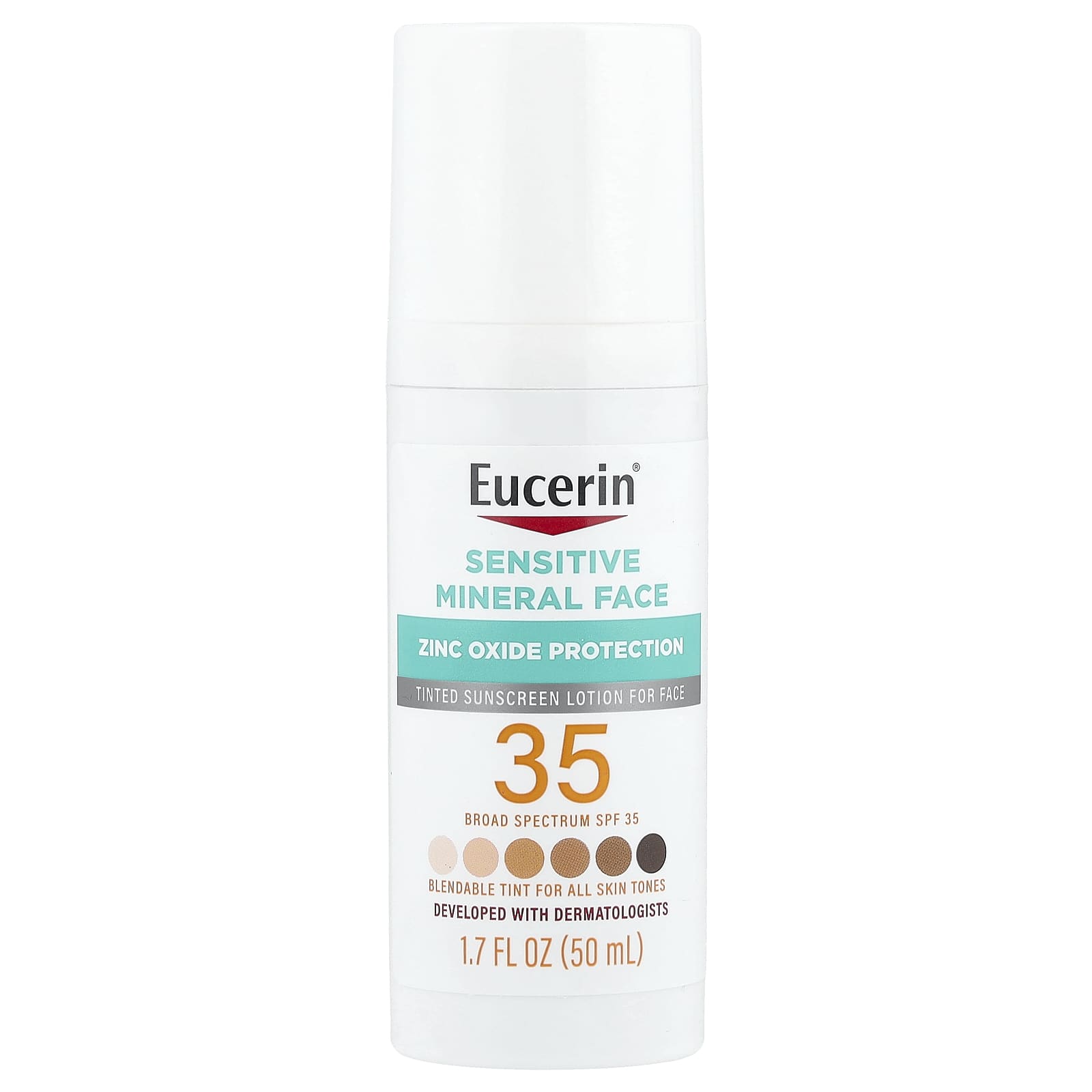 Eucerin, Tinted Sensitive Mineral Face Sunscreen Lotion, SPF 35, 1.7 fl oz (50 ml)