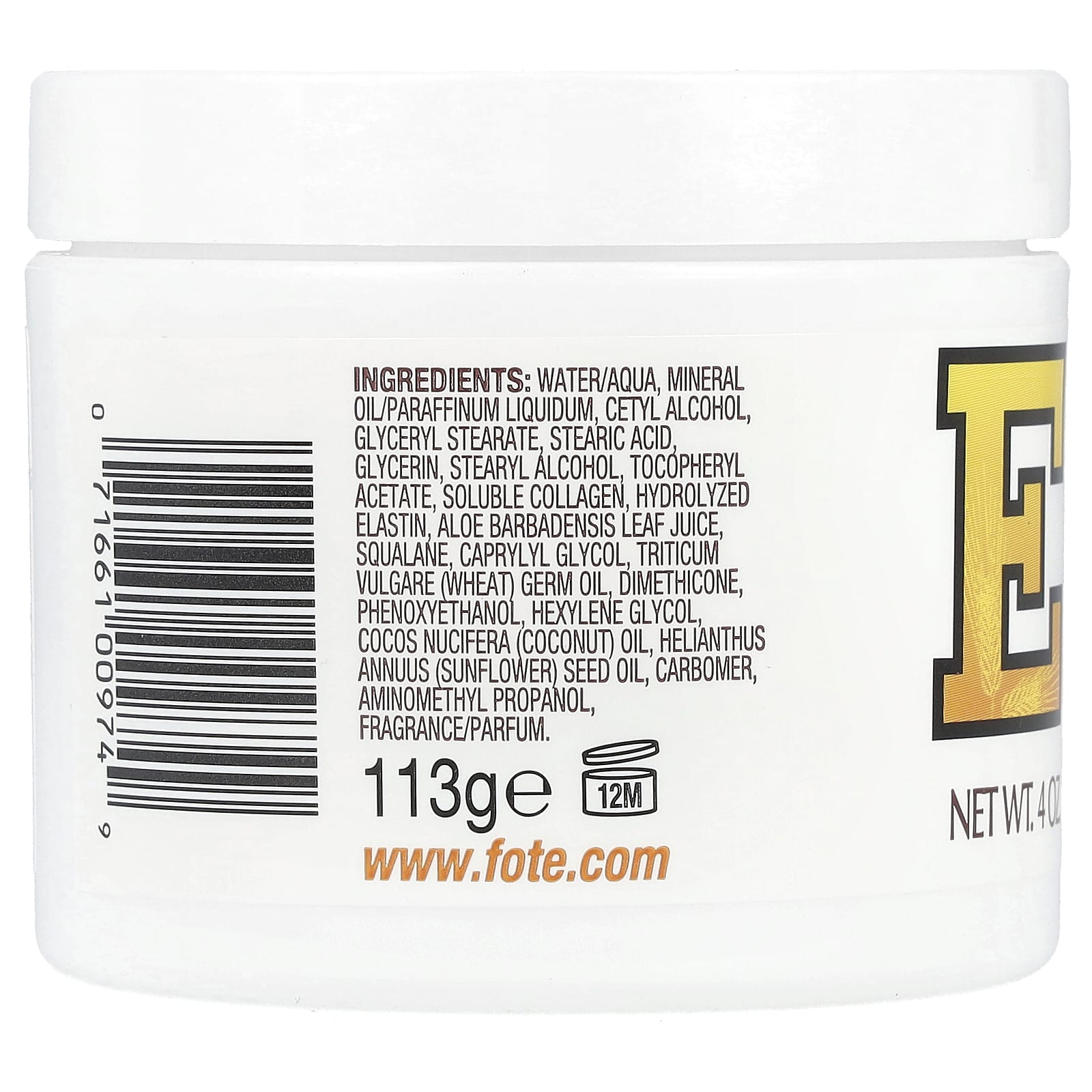Fruit of the Earth, Vitamin E, Skin Care Cream, 4 oz (113 g)