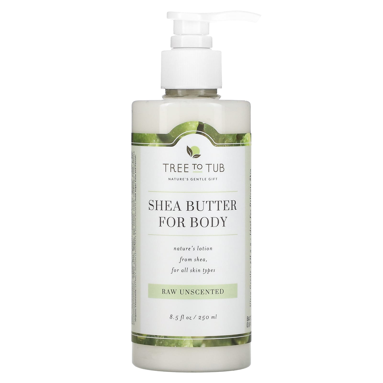 Tree To Tub, Shea Butter Moisturizing Body Lotion, Non-Greasy, Hydrating for Dry, Sensitive Skin, Unscented, 8.5 fl oz (250 ml)