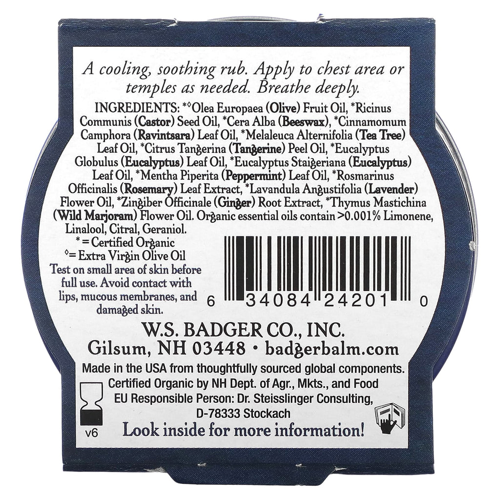 Badger, Organic Aromatic Chest Rub, Eucalyptus Blend, 0.75 oz (21 g)