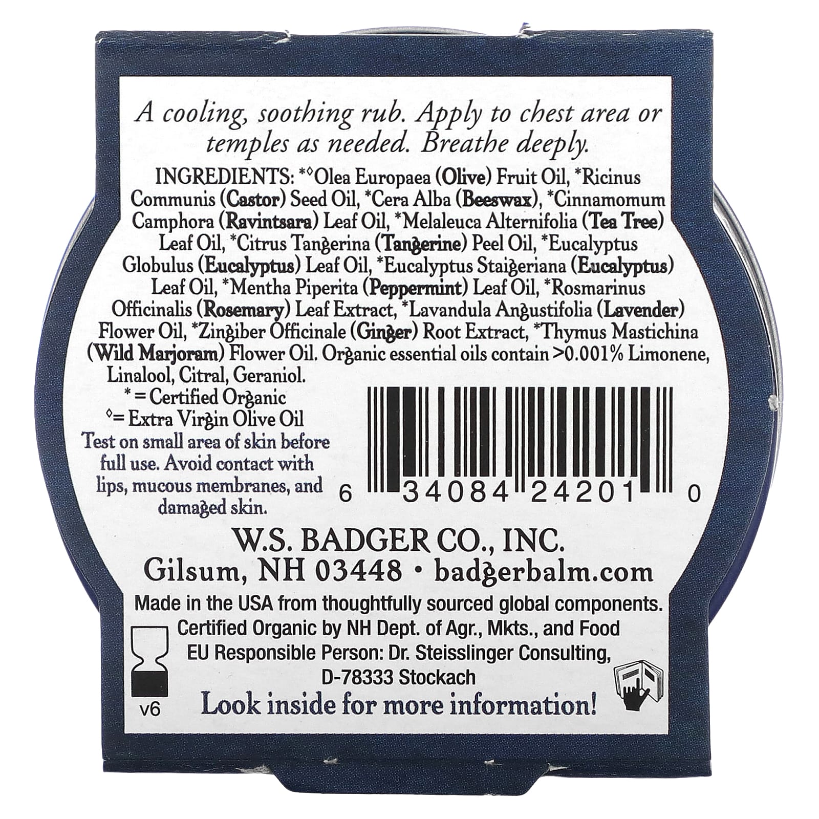 Badger, Organic Aromatic Chest Rub, Eucalyptus Blend, 0.75 oz (21 g)
