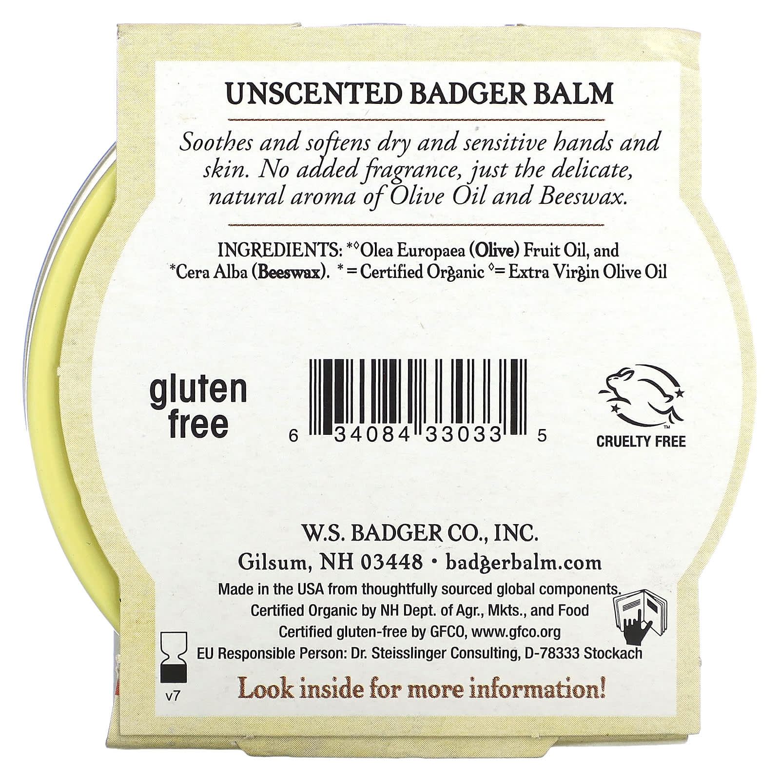 Badger, Badger Balm, For Sensitive Dry Skin, Unscented, 2 oz (56 g)