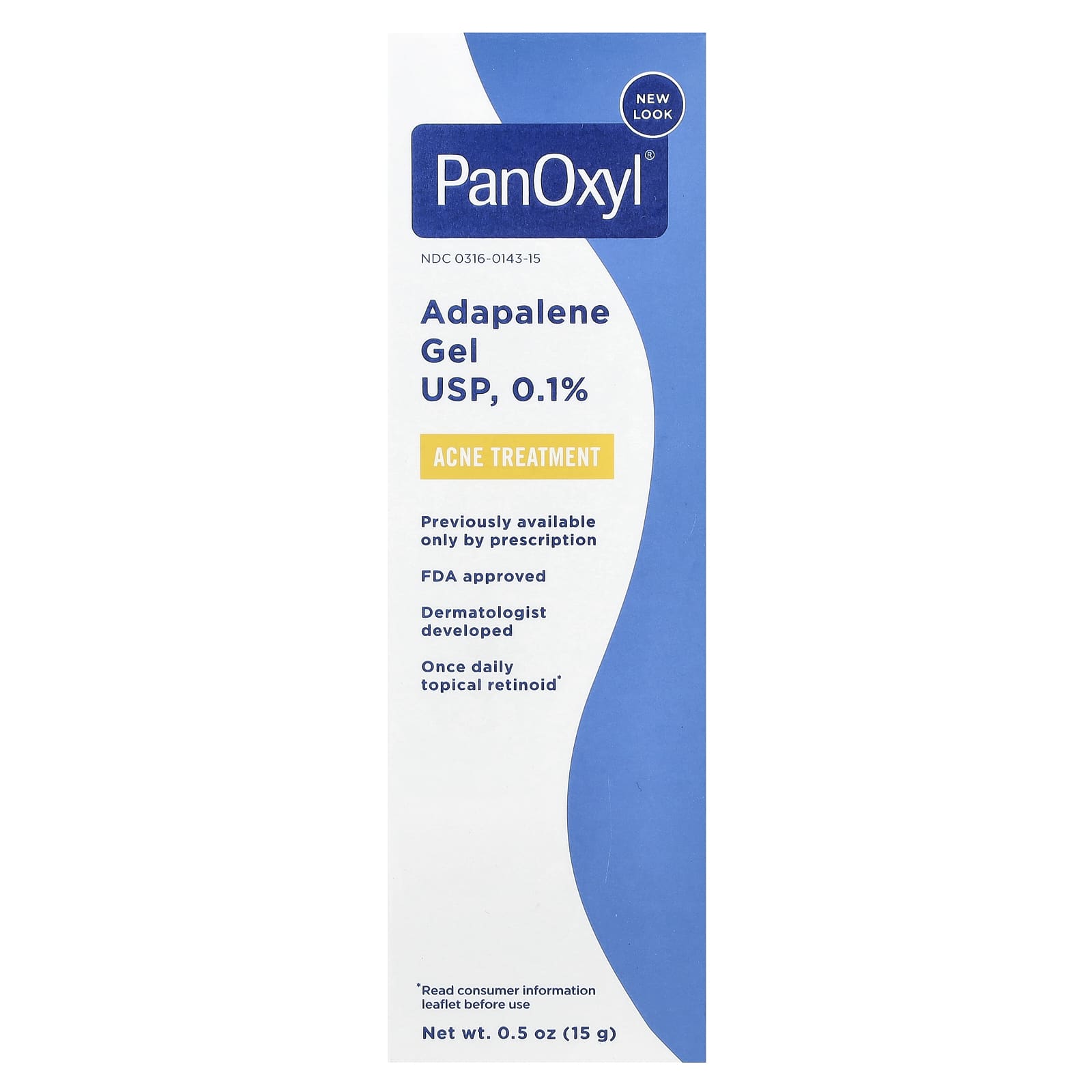 PanOxyl, Adapalene Gel USP, 0.1%, Acne Treatment, 0.5 oz (15 g)